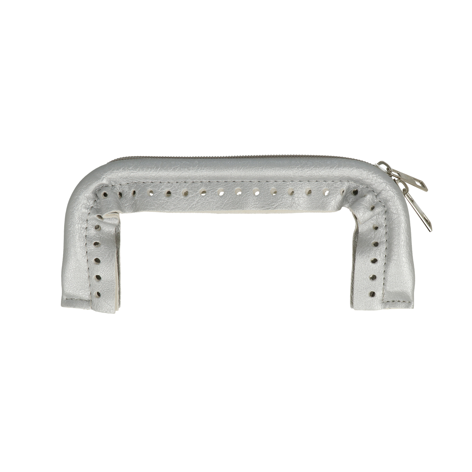 clutch bag spring closure with zipper in silver pu leather 20x9cm | 1pc