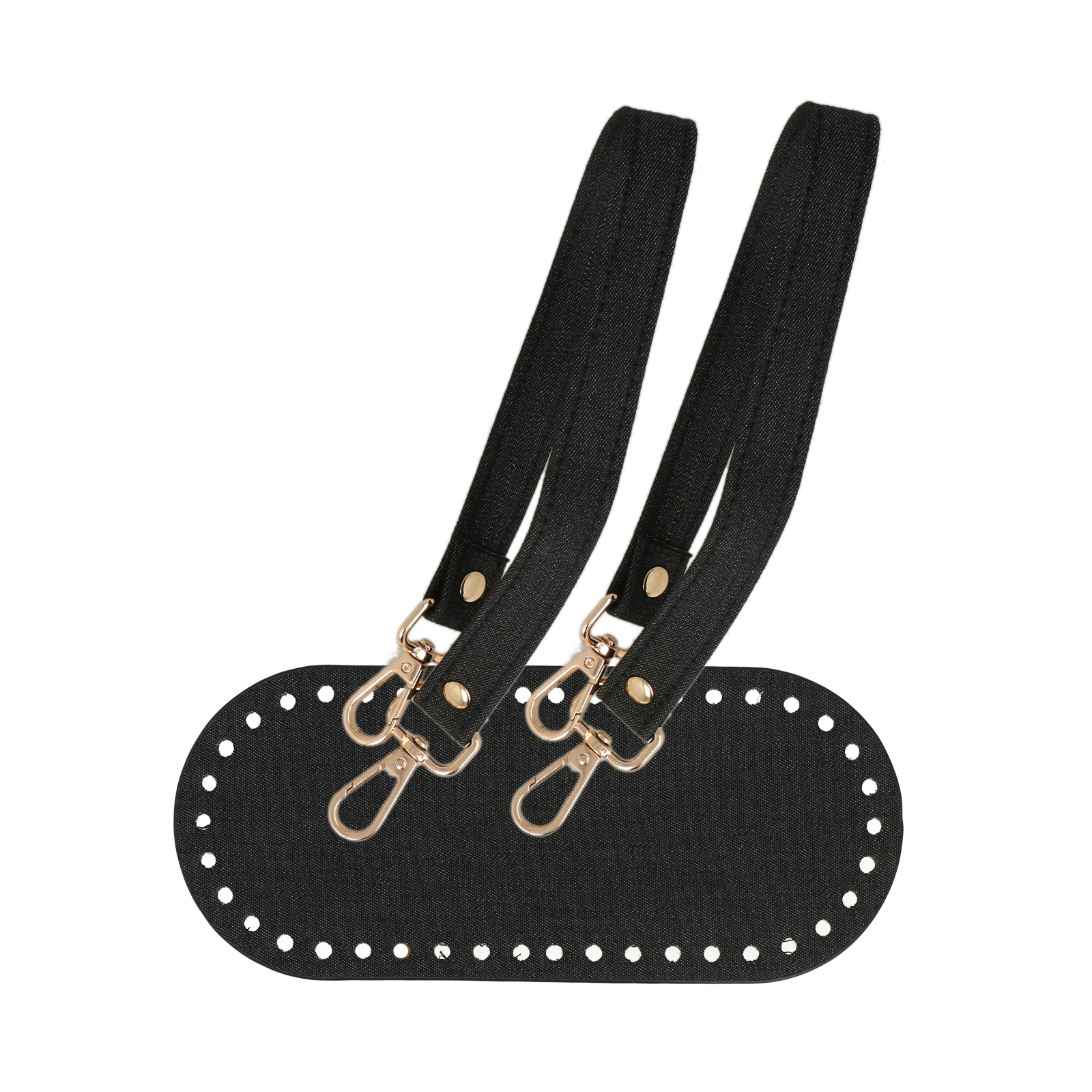 bag set - bottom 21x9cm + handles 45cm - black jeans | 1pc
