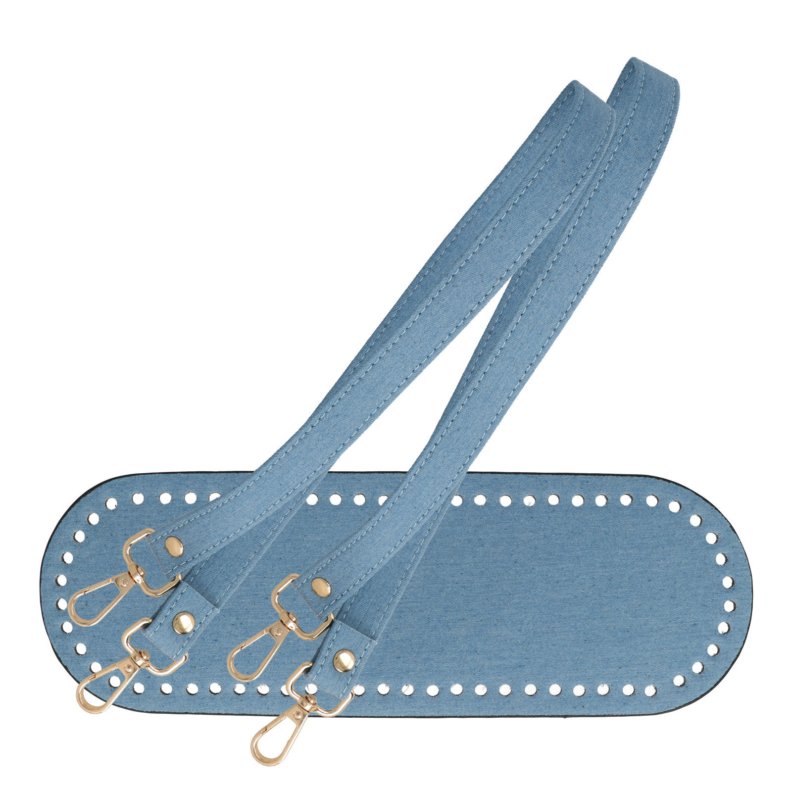 bag set - bottom 30x10cm + handles 65cm - jeans | 1pc