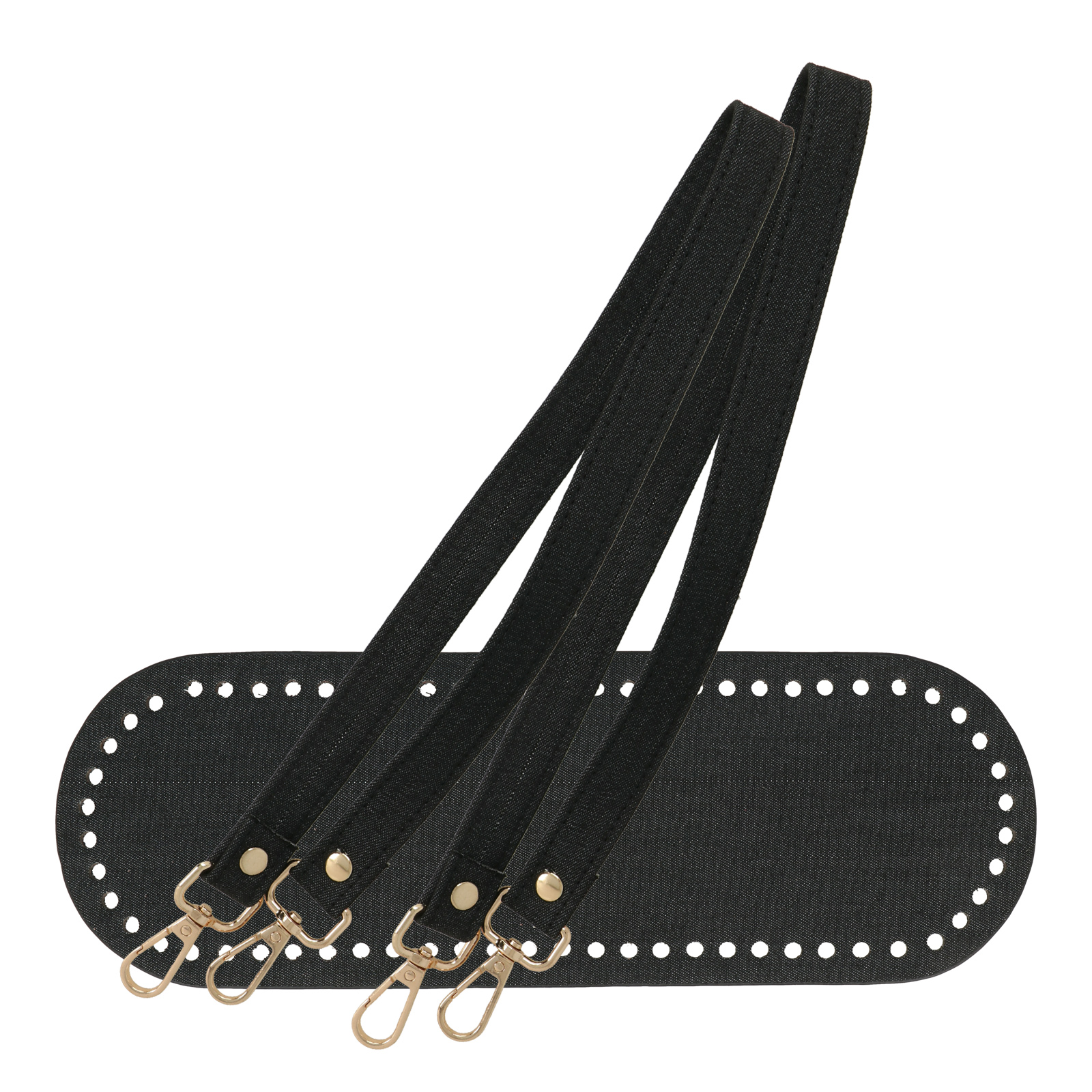 bag set - bottom 30x10cm + handles 65cm - black jeans | 1pc
