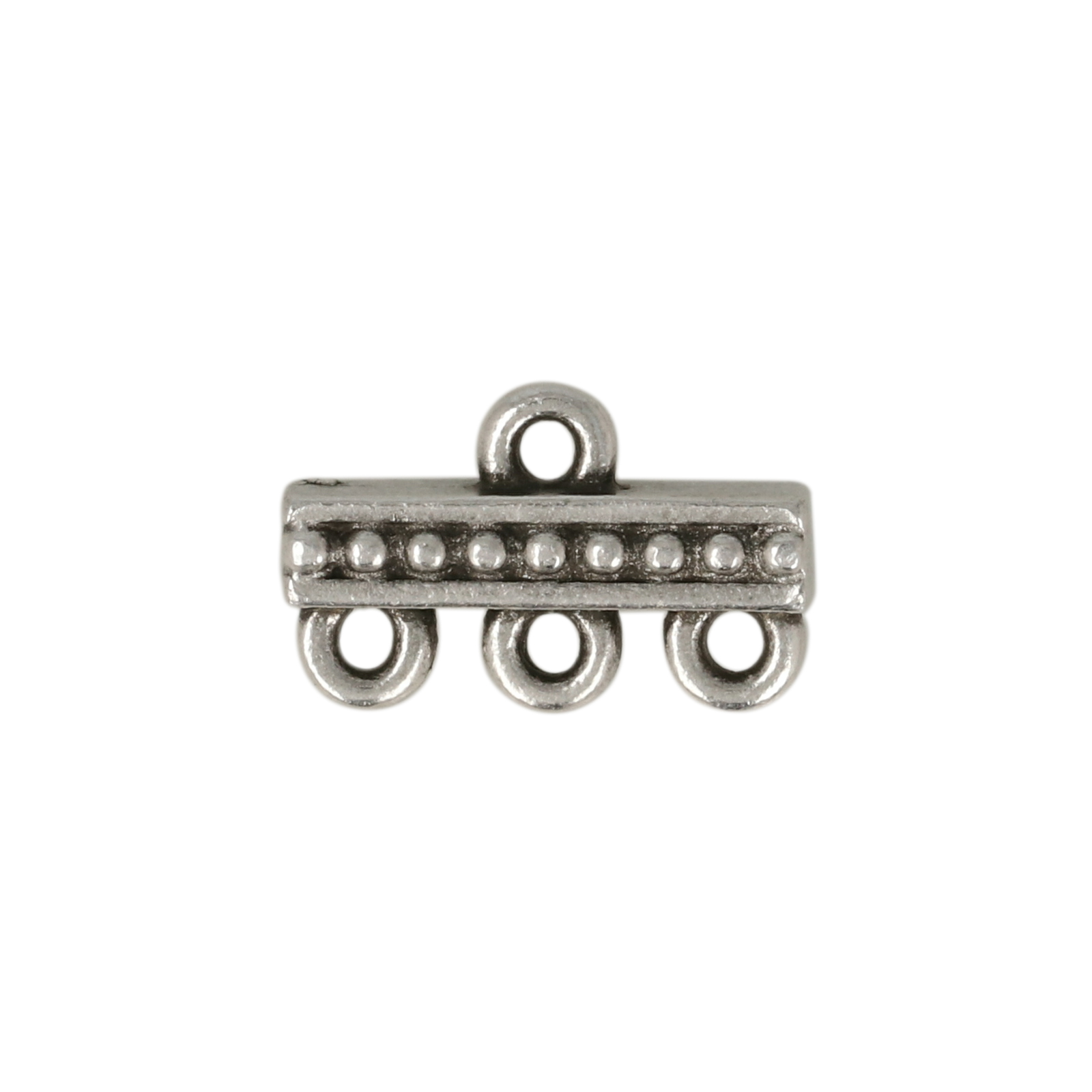 antique silver plated 3-1 beaded link 15mm | 1pc