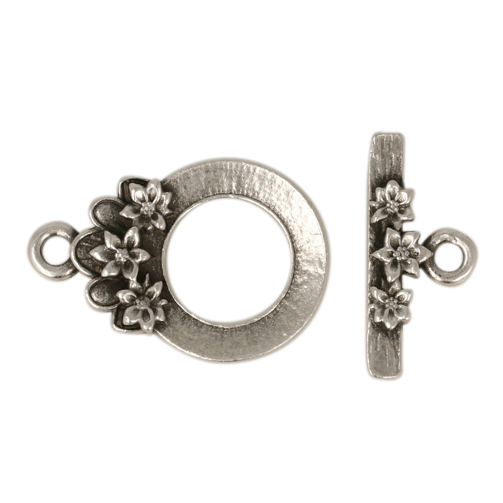 antique silver plated blossom toogle clasp 15mm | 1pc