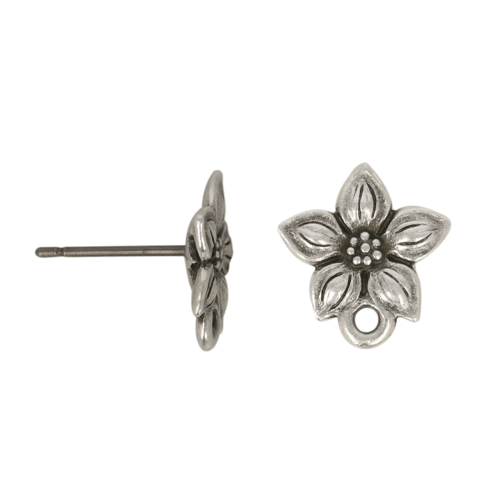 silver plated star jasmine post earring12mm | 2pc
