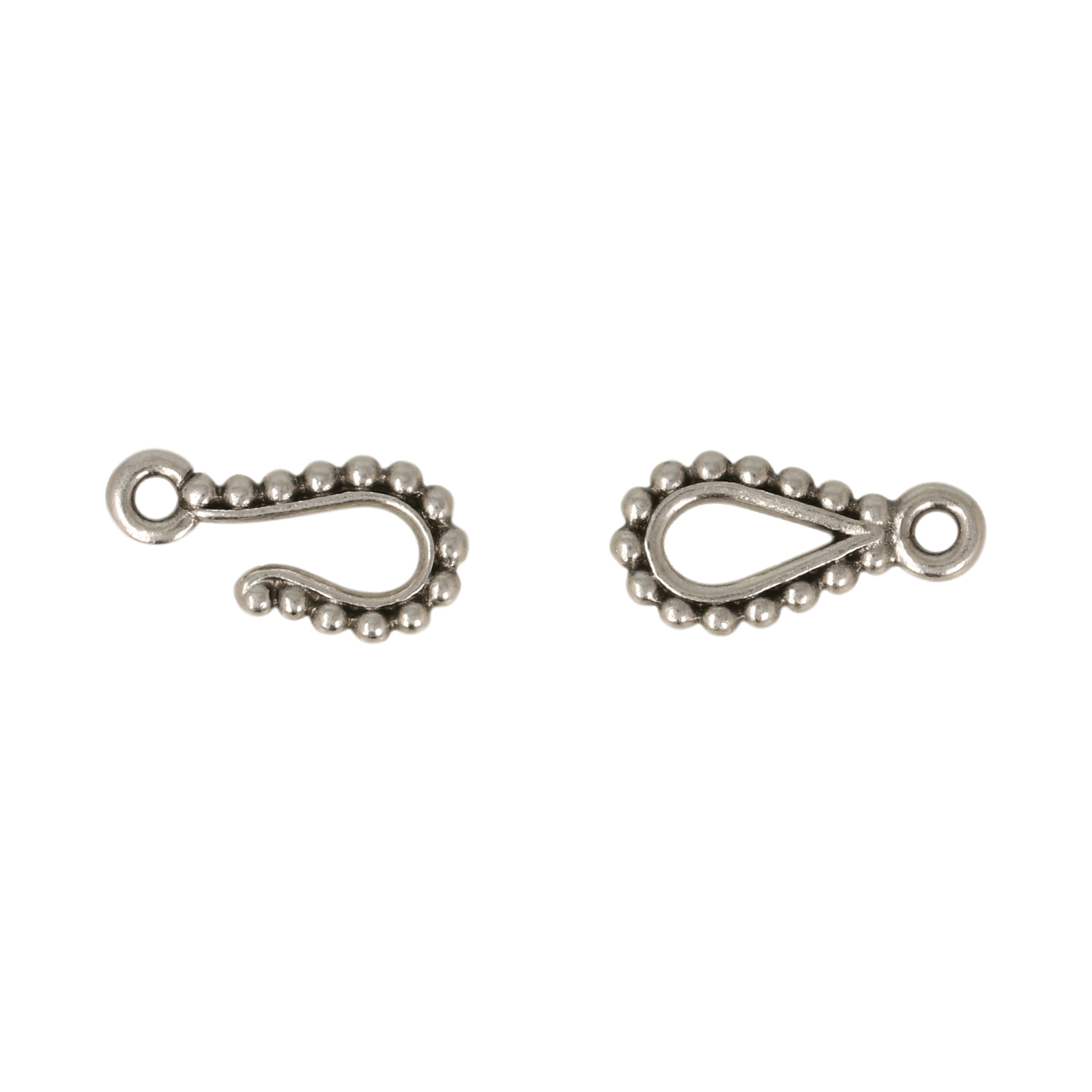 antique silver plated beaded hook and eye 22mm | 1pc