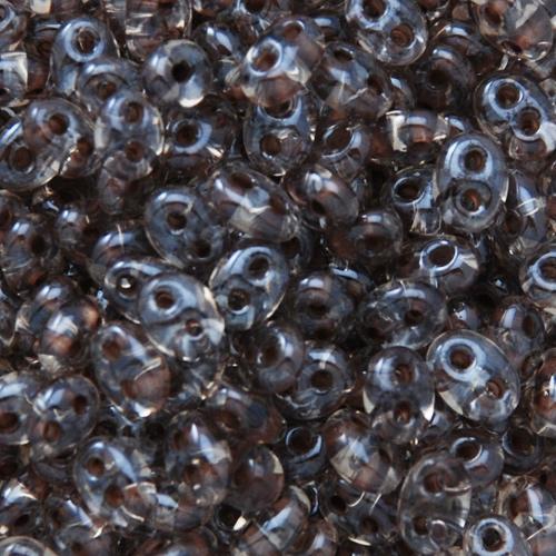twin beads preciosa perlen 5x2,5mm color-lined taupe/crystal | 20gr