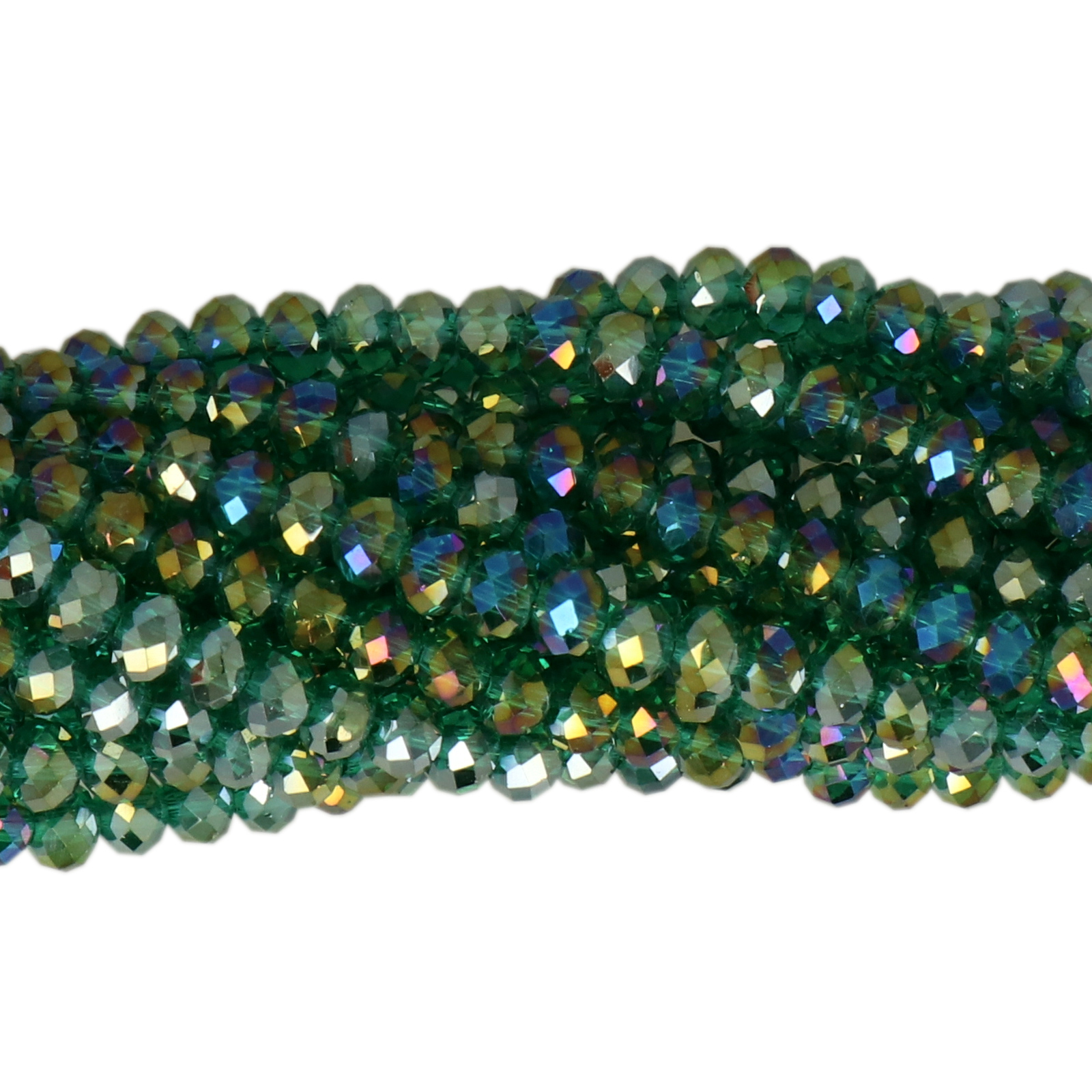 emerald ab premium chinese crystal faceted roundelle 4x3mm | strand 145pc aprox