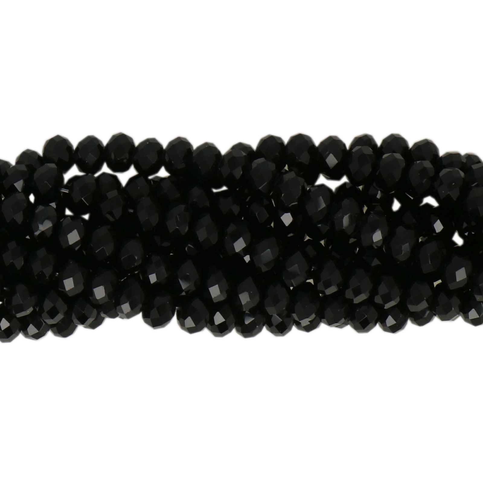 premium chinese glasperlen facettiertes rondelle black 4x3mm | strand 145st ca.