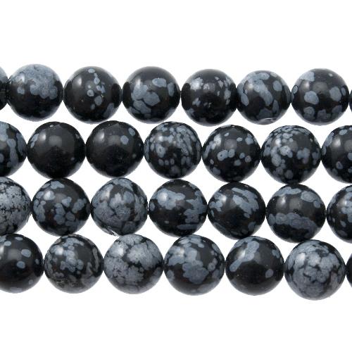 schneeflockenobsidian glatt runde 10mm | strang 38/40cm