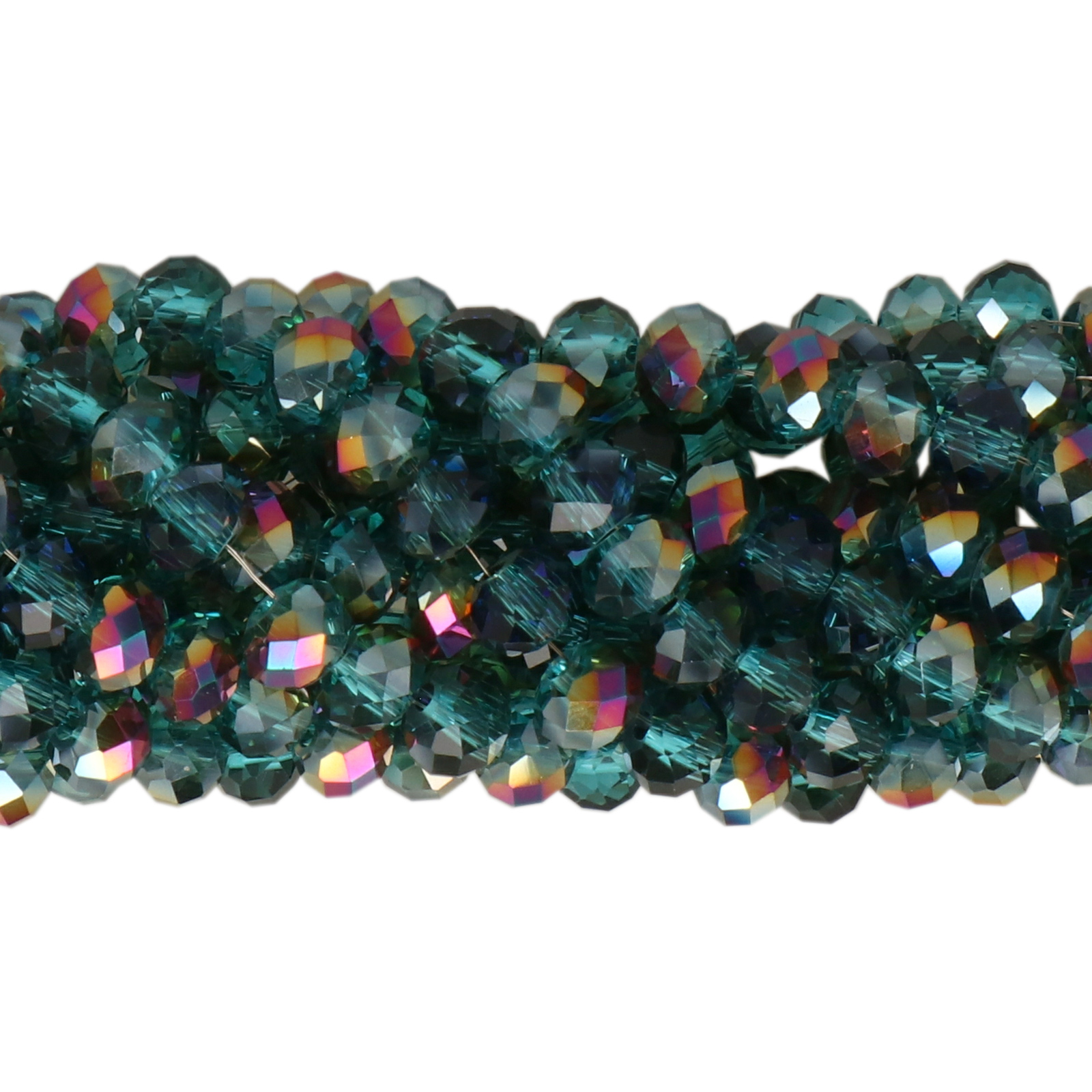 teal iris premium chinese crystal faceted roundelle 6x4mm | strand 95pc aprox