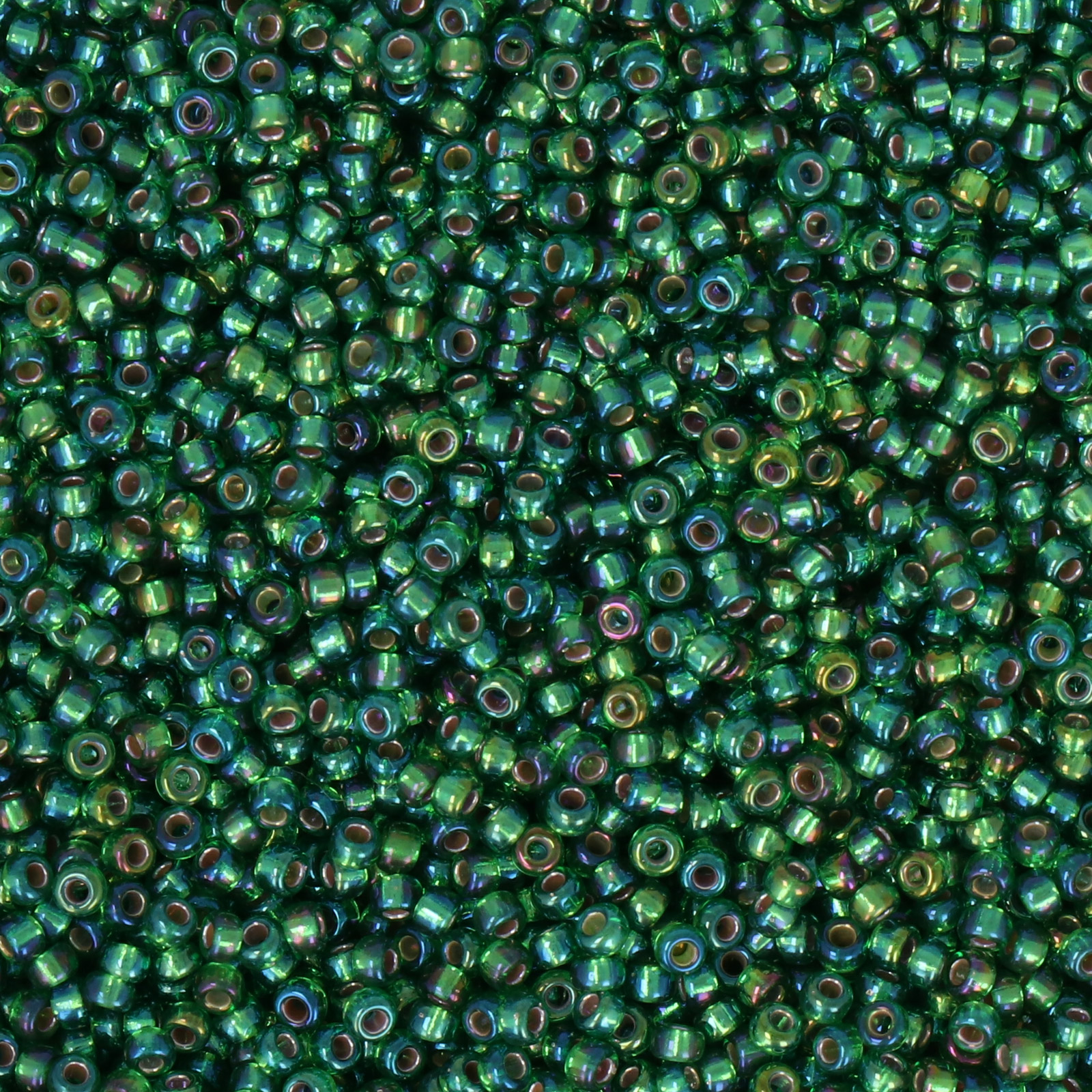 miyuki rocailles 11/0 - silver-lined green ab (1016) | 10gr
