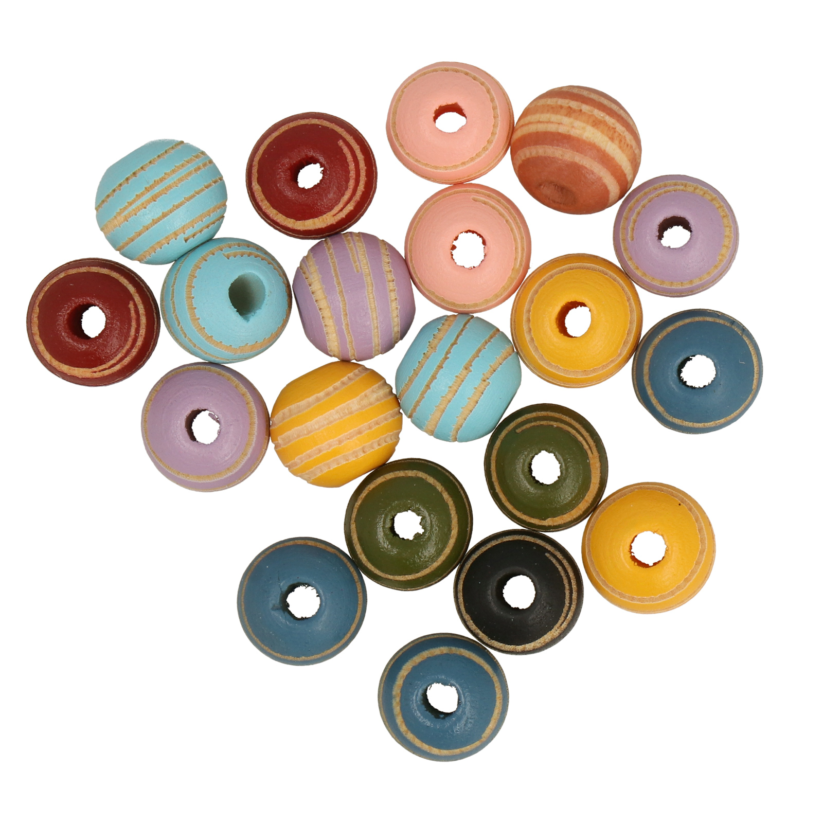 dyed wood beads - swirl mix 10mm | 20pc