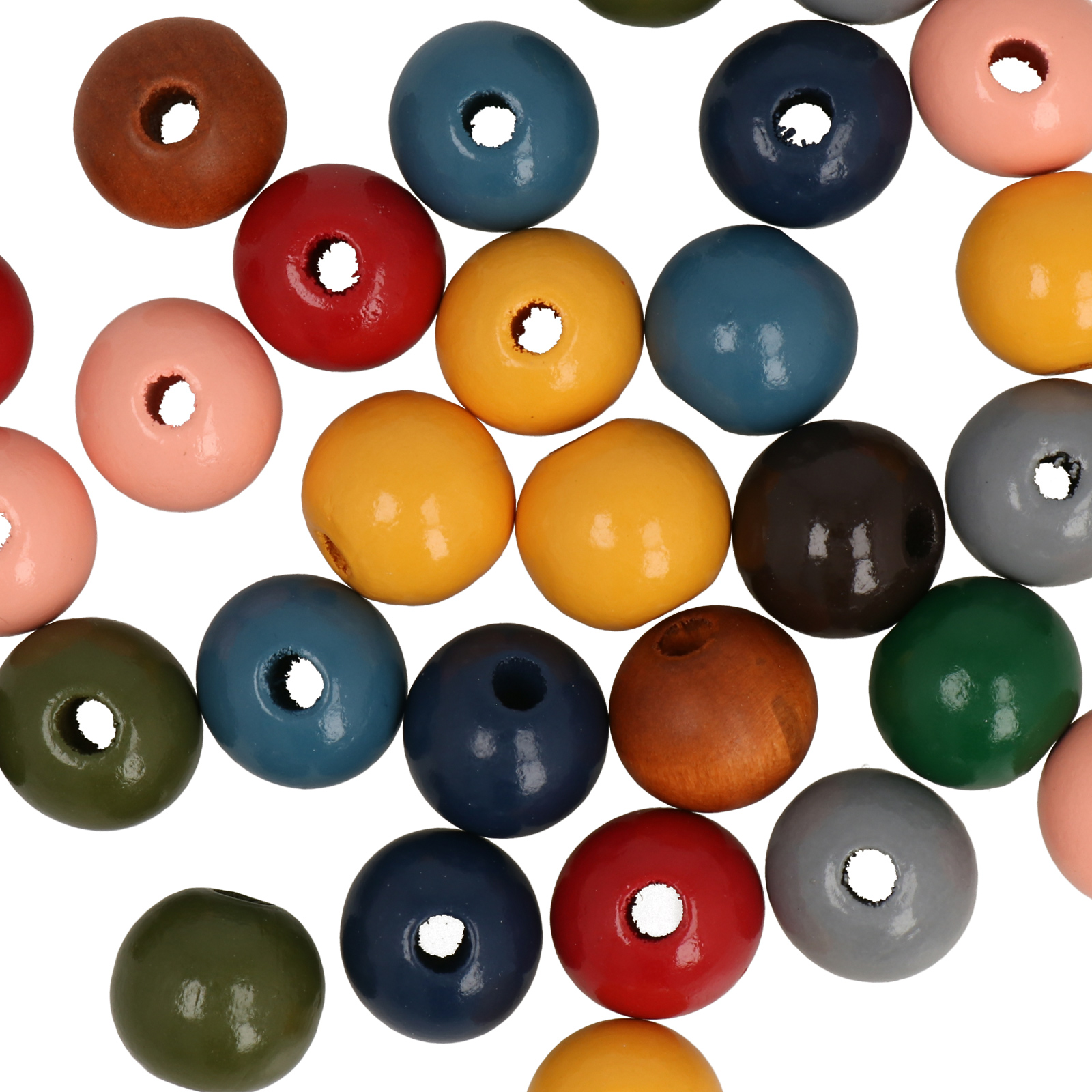 dyed wood beads - falling leaves mix 16mm | 30pc