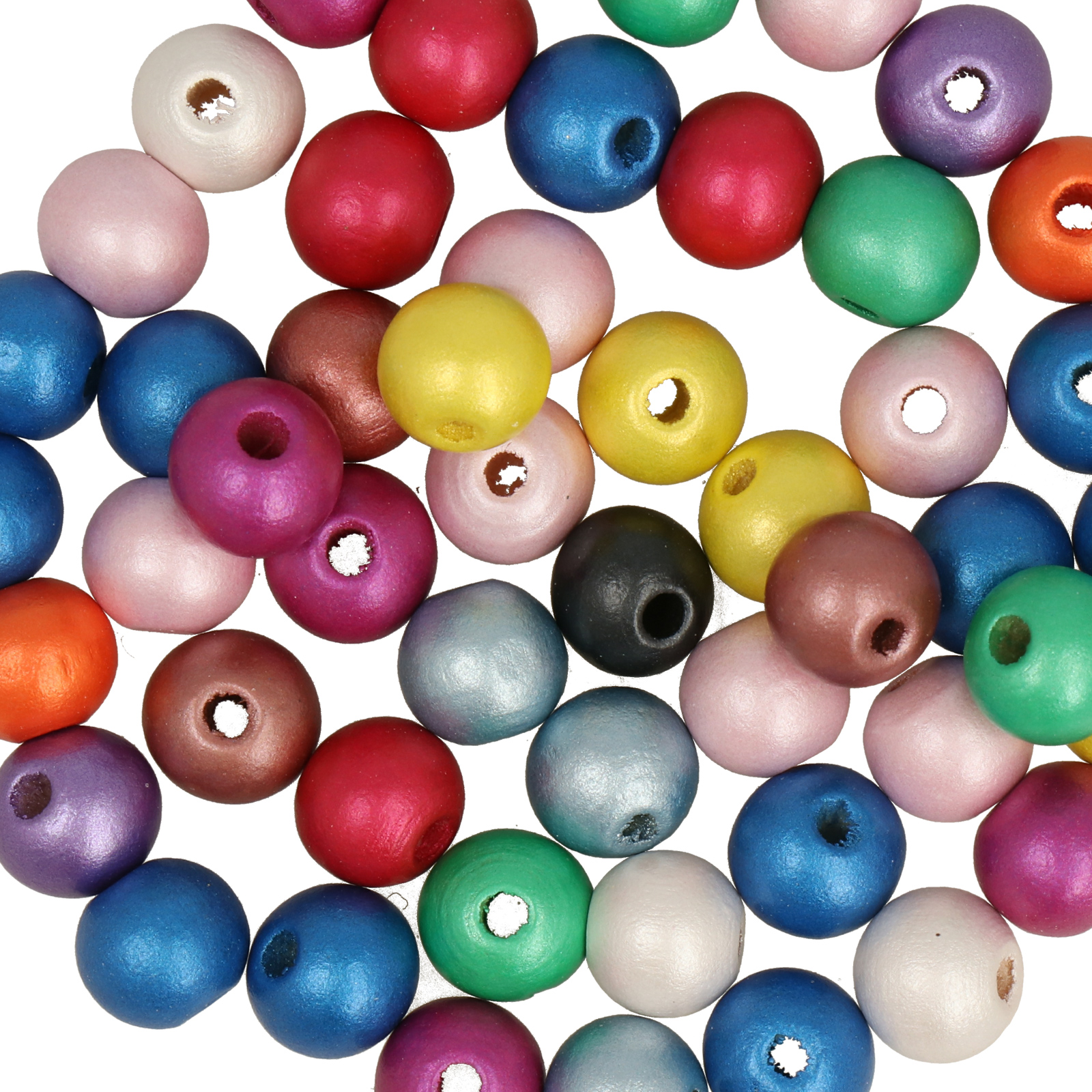 dyed wood beads - metal mix 10mm | 50pc