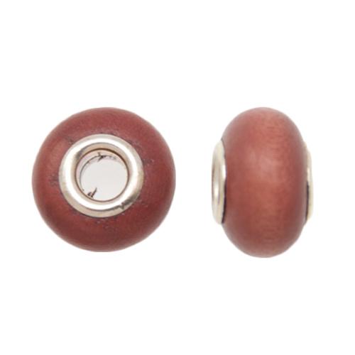 dyed wood brown large hole beads 14x9mm | 2pc