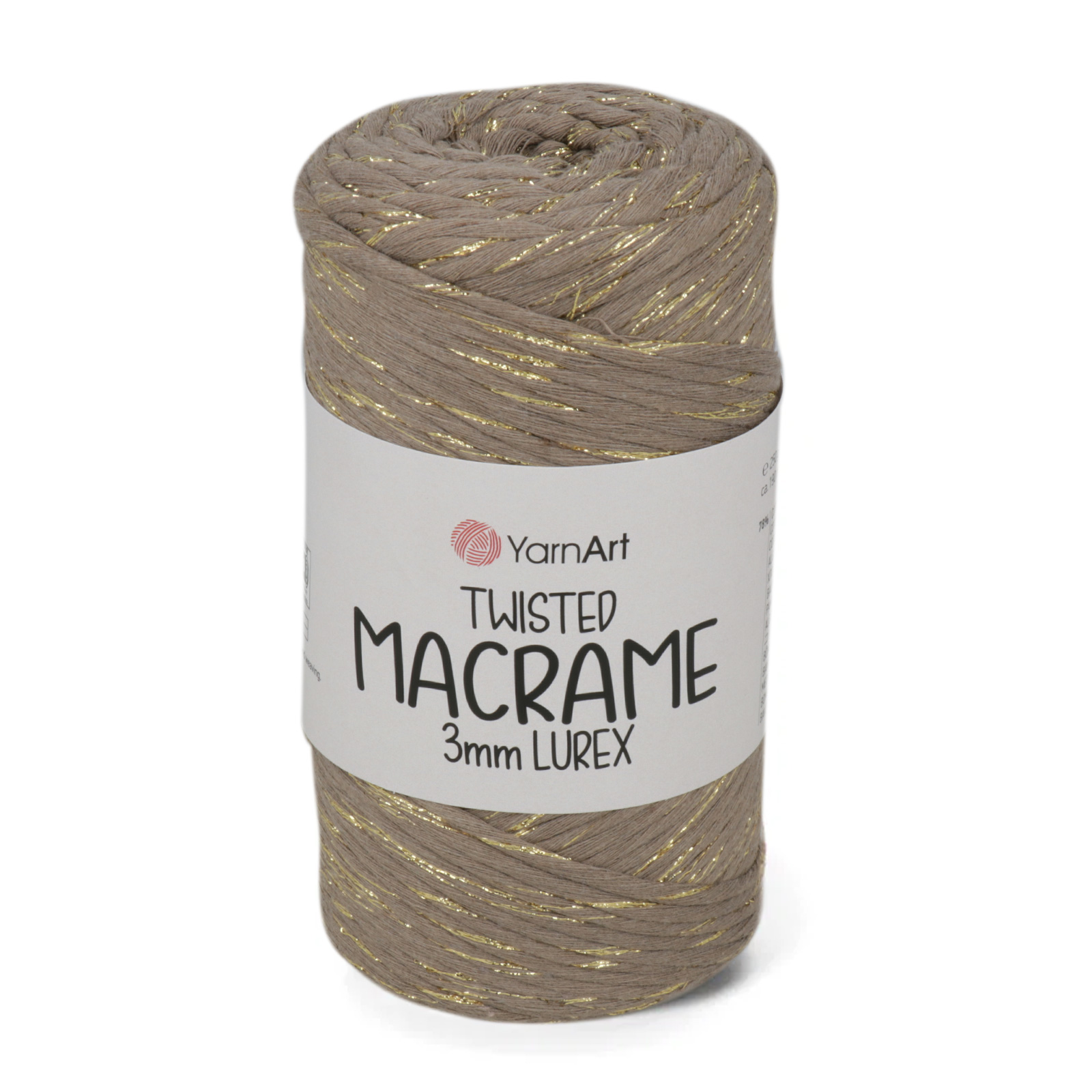 yarnart twisted macramè lurex 3mm - sand/gold (768) - 250gr (195mt) | 1pc