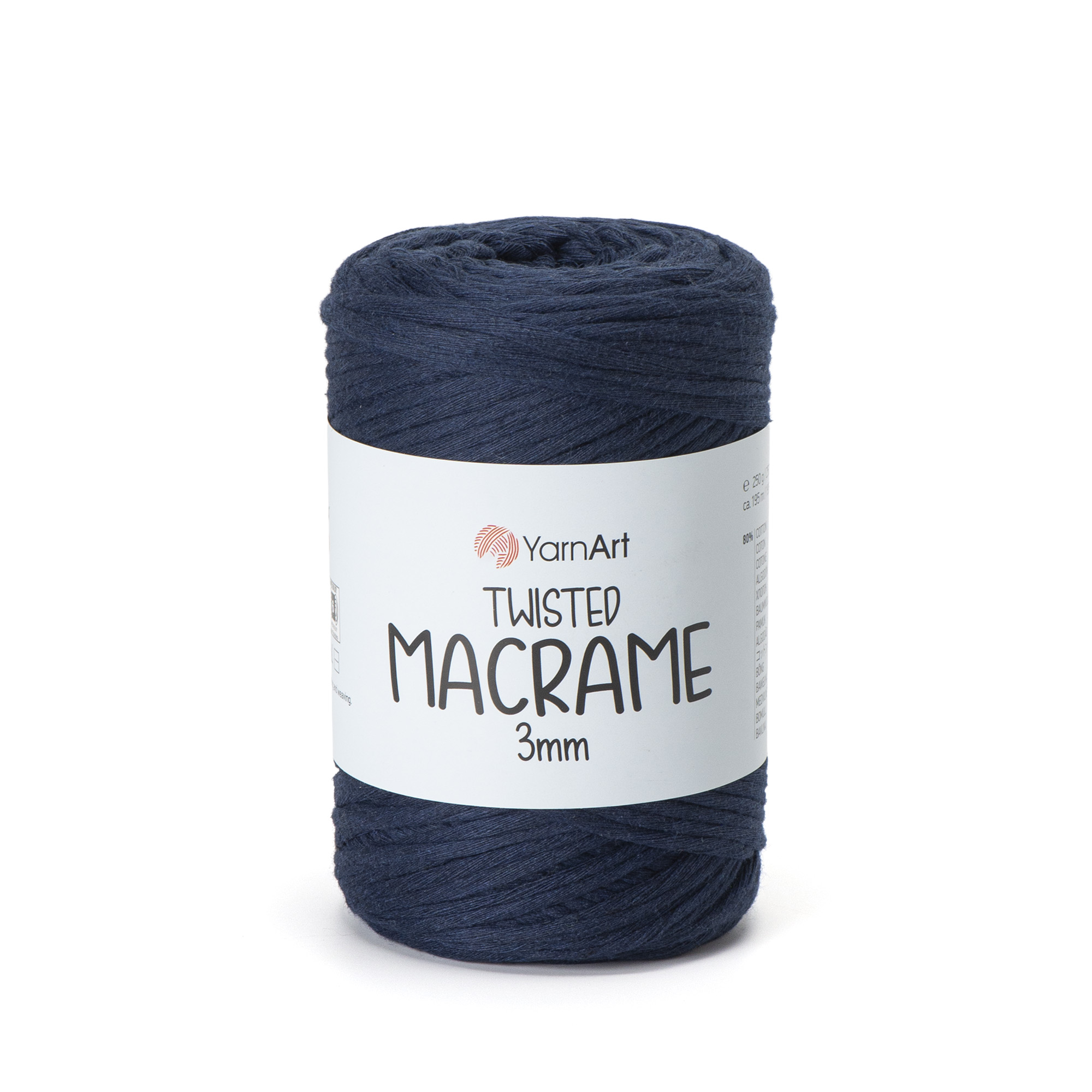 yarnart twisted macramè 3mm - navy blue (784) - 250gr (195mt) | 1pc