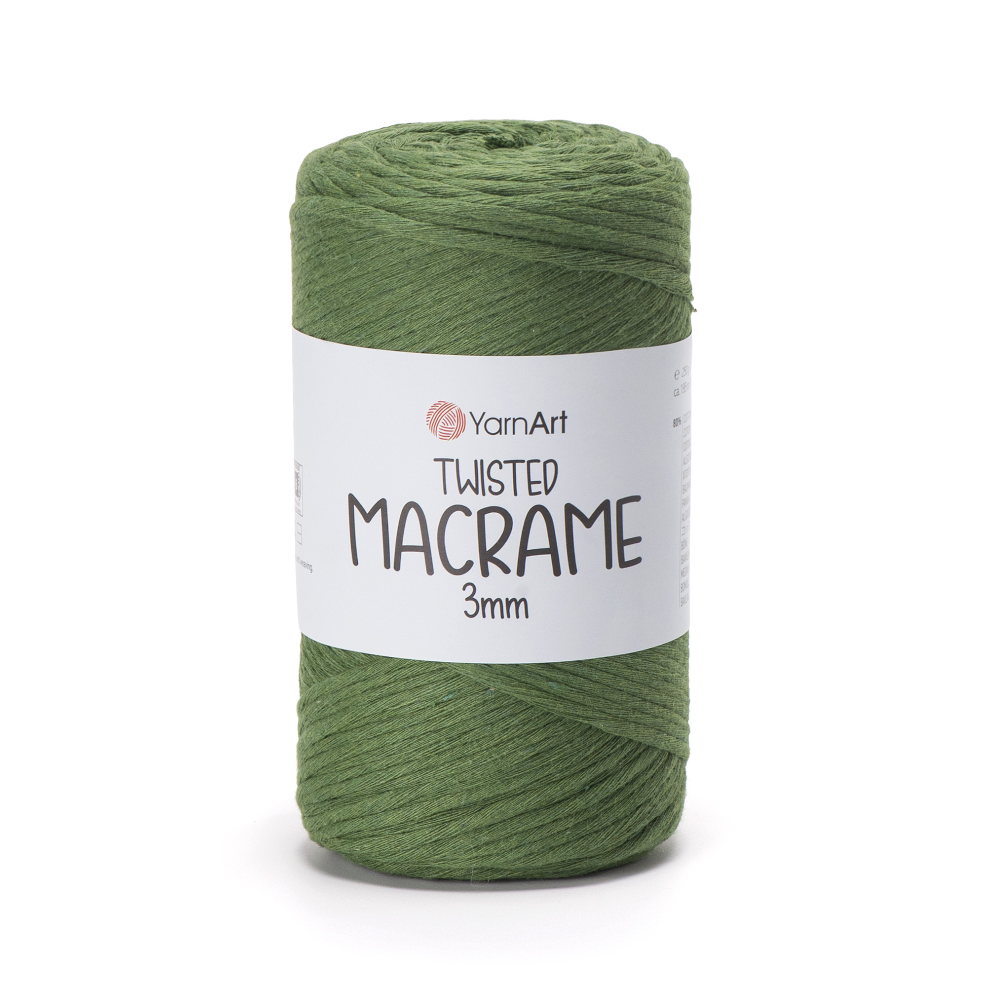 yarnart twisted macramè 3mm - verde oliva (787) - 250gr (195mt) | 1st