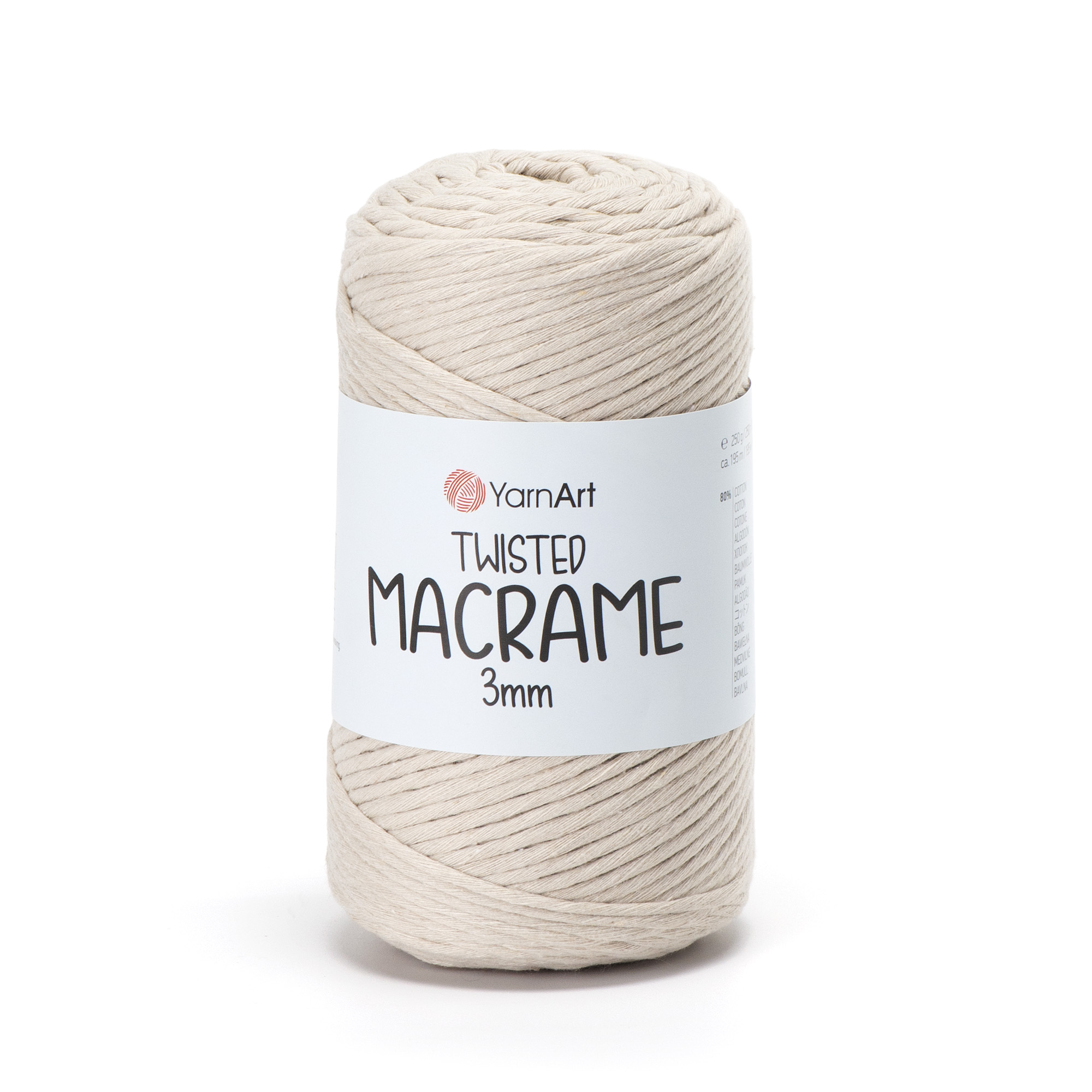 yarnart twisted macramè 3mm - beige (753) - 250gr (195mt) | 1st