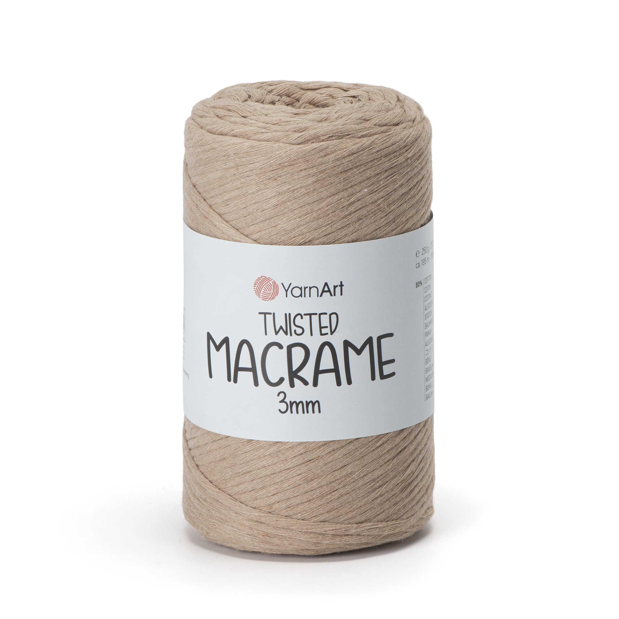 yarnart twisted macramè 3mm - sand (768) - 250gr (195mt) | 1st