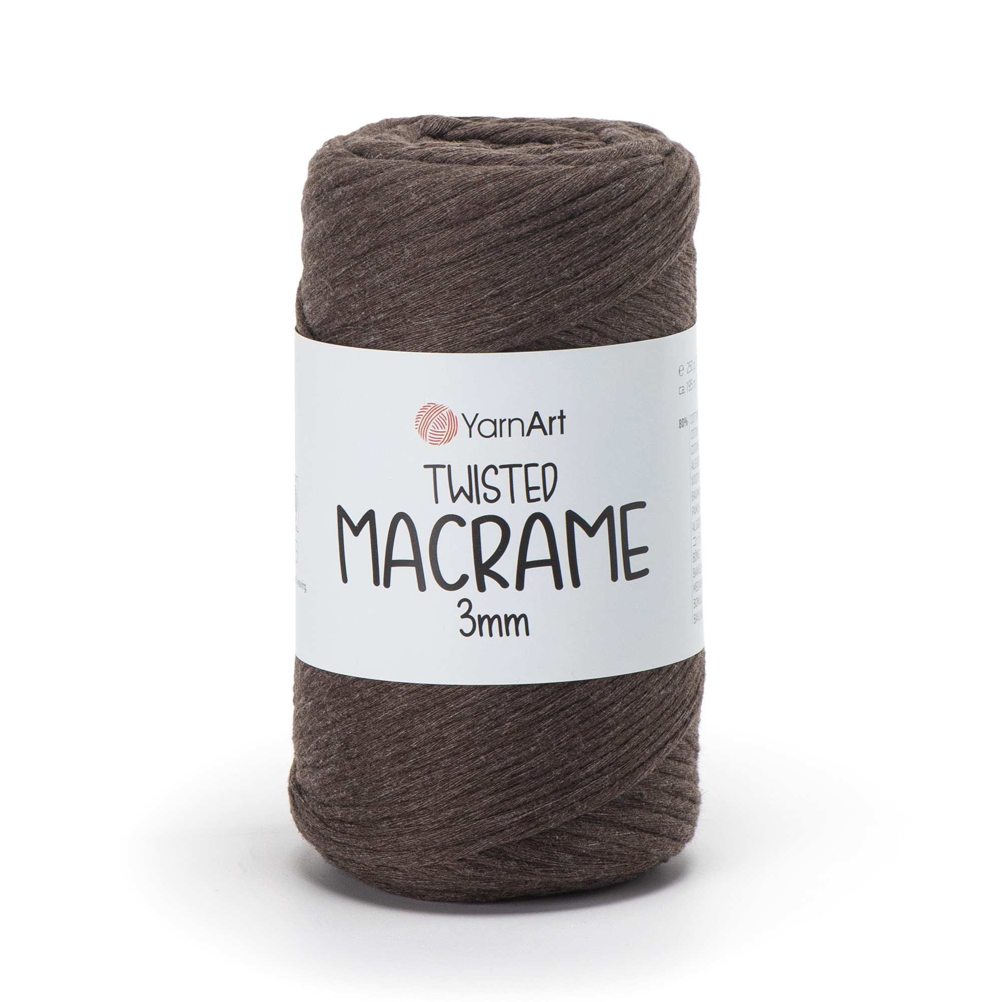 yarnart twisted macramè 3mm - chocolate (769) - 250gr (195mt) | 1pc