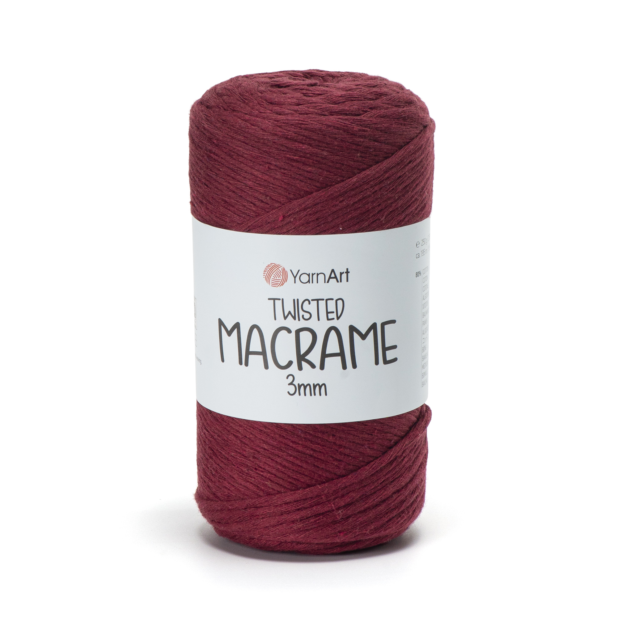 yarnart twisted macramè 3mm - bordeaux (781) - 250gr (195mt) | 1st
