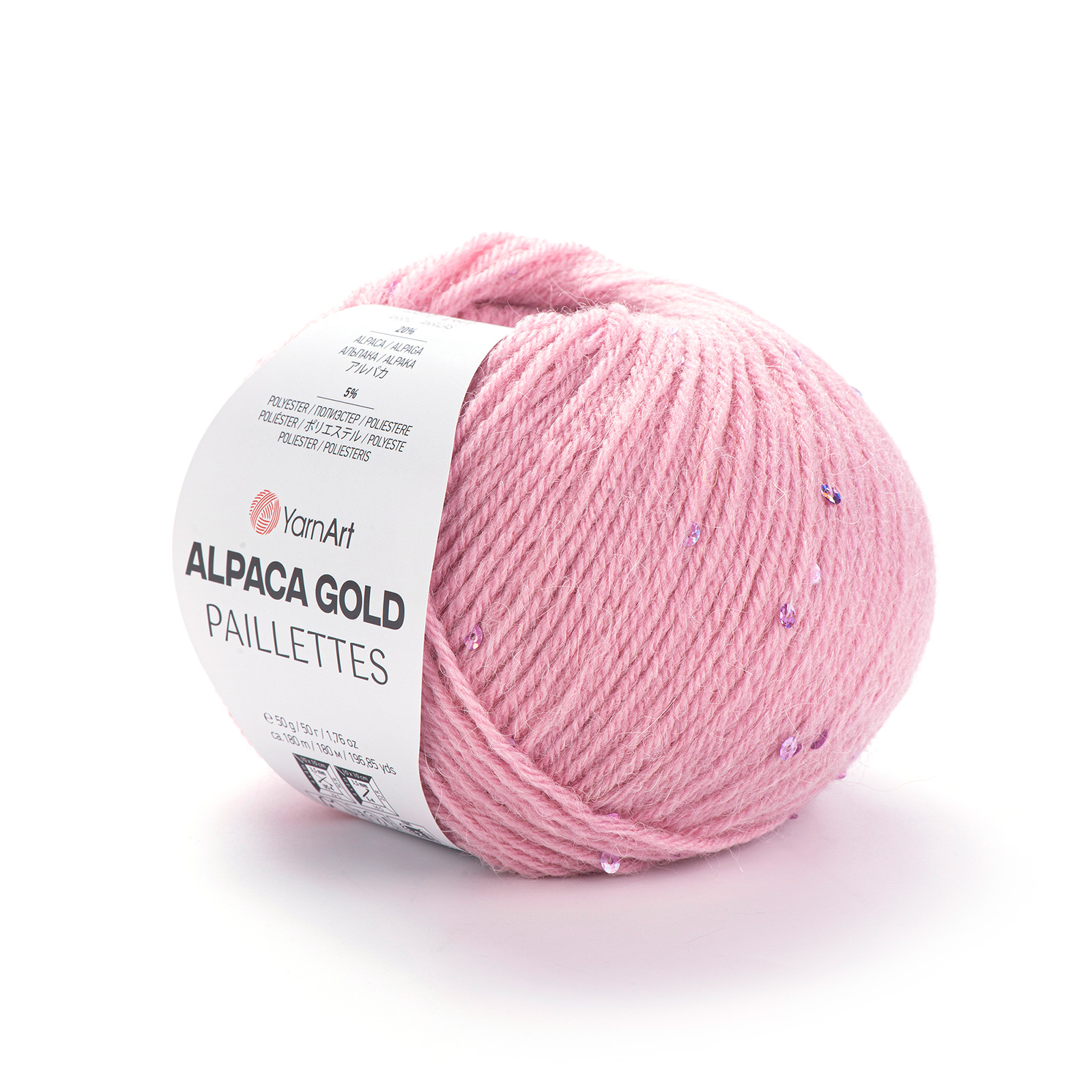 yarnart alpaca gold paillettes - pink (9306) - 50gr (180mt) | 1pc