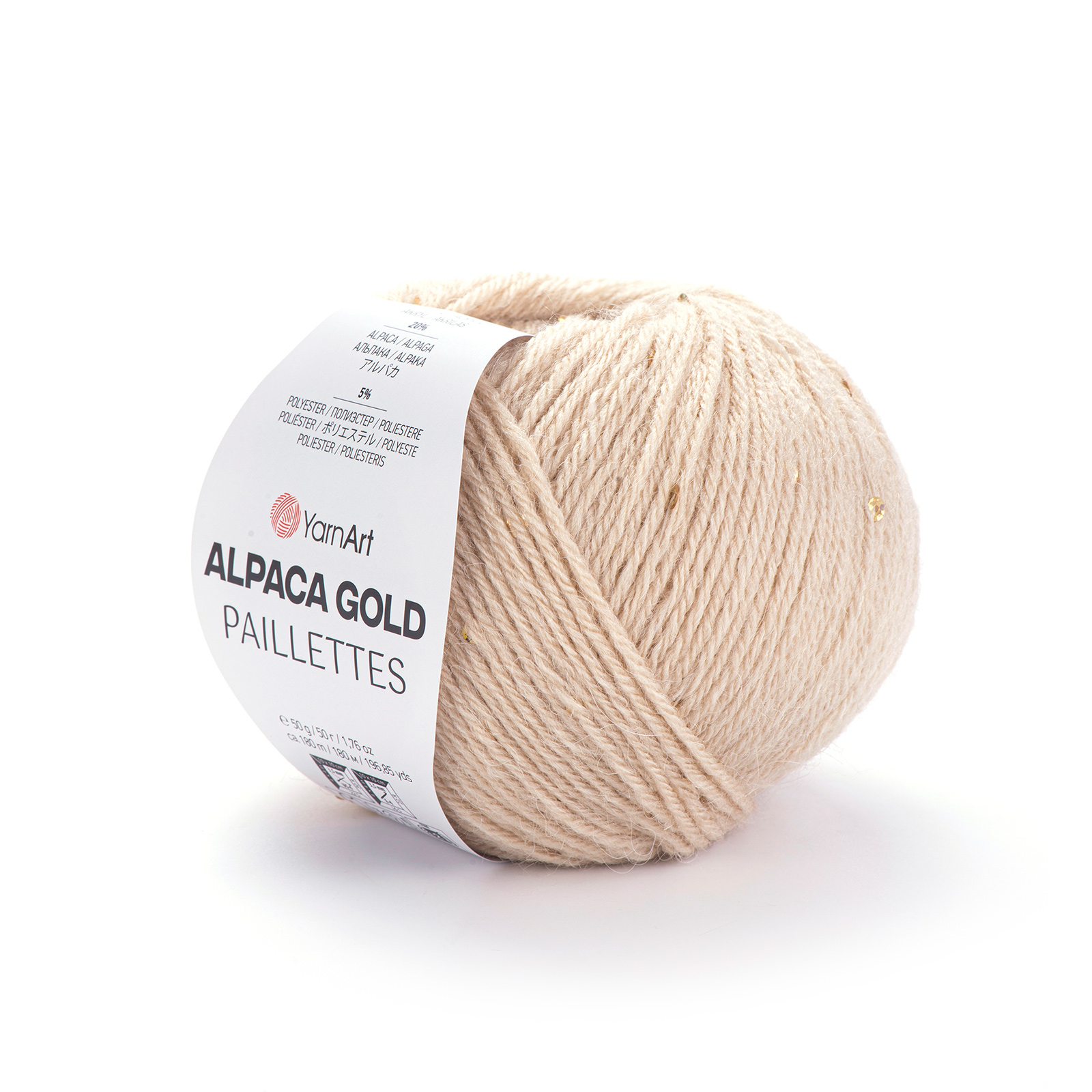 yarnart alpaca gold paillettes - beige (9302) - 50gr (180mt) | 1pc