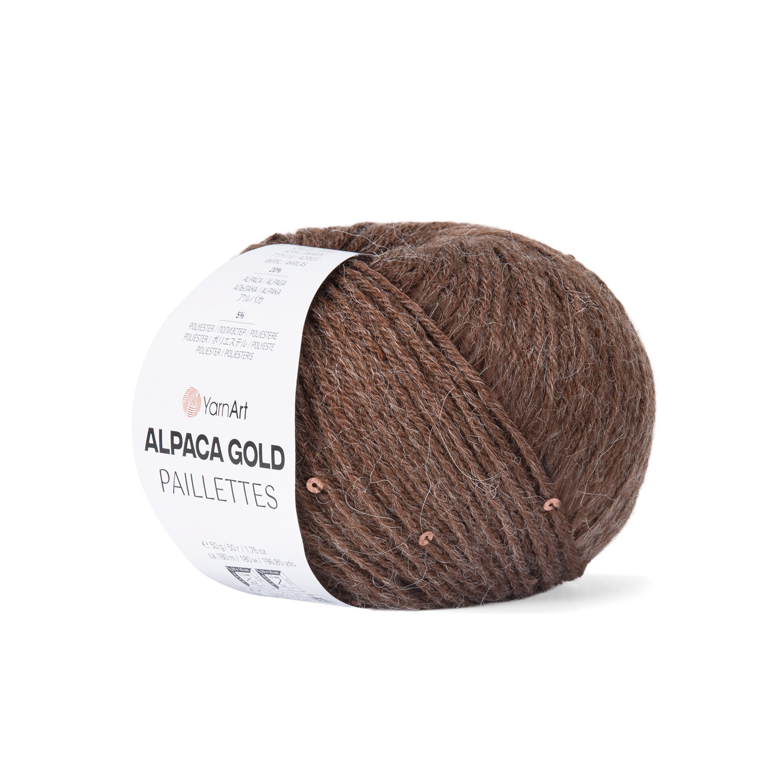 yarnart alpaca gold paillettes - schokolade (9315) - 50gr (180mt) | 1st