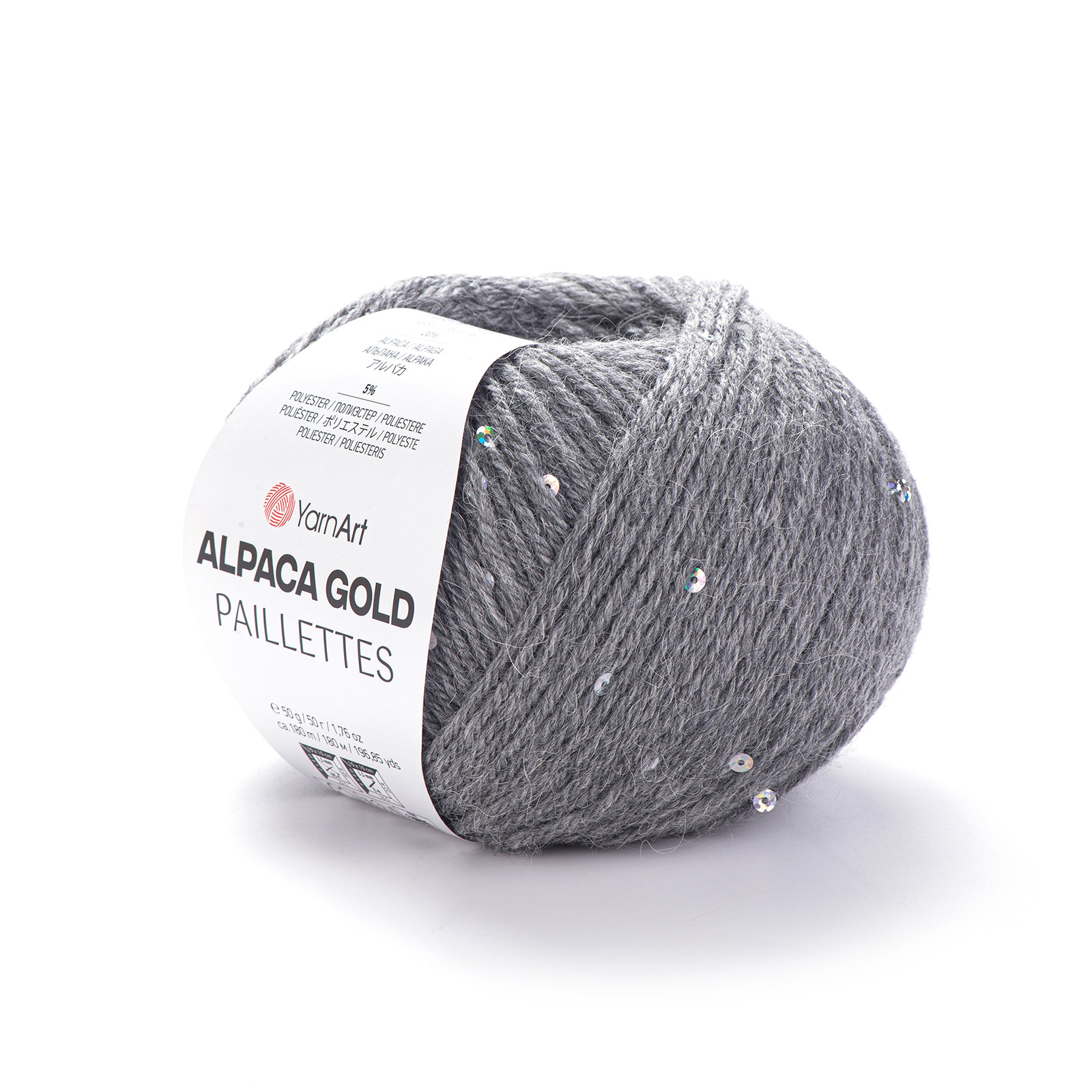 yarnart alpaca gold paillettes - grey (9304) - 50gr (180mt) | 1pc