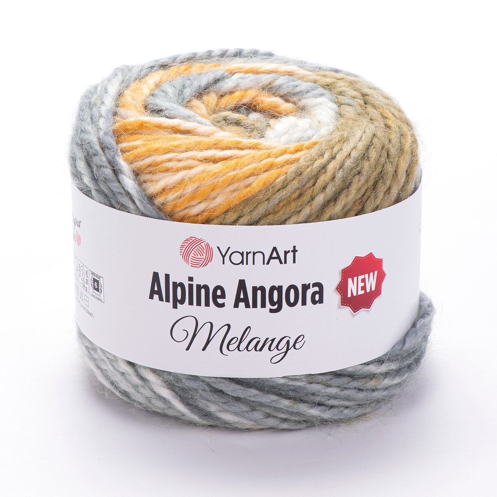yarnart alpine angora melange - grigio/giallo/beige (6403) - 150gr (150mt) | 1pc