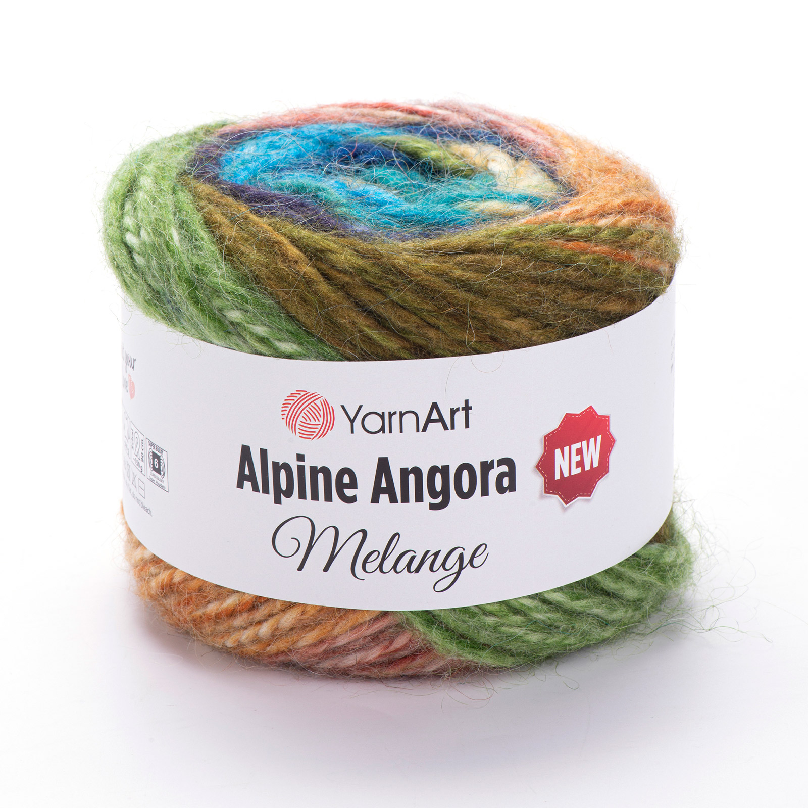 yarnart alpine angora melange - green/olive green/blue (6404) - 150gr (150mt) | 1pc