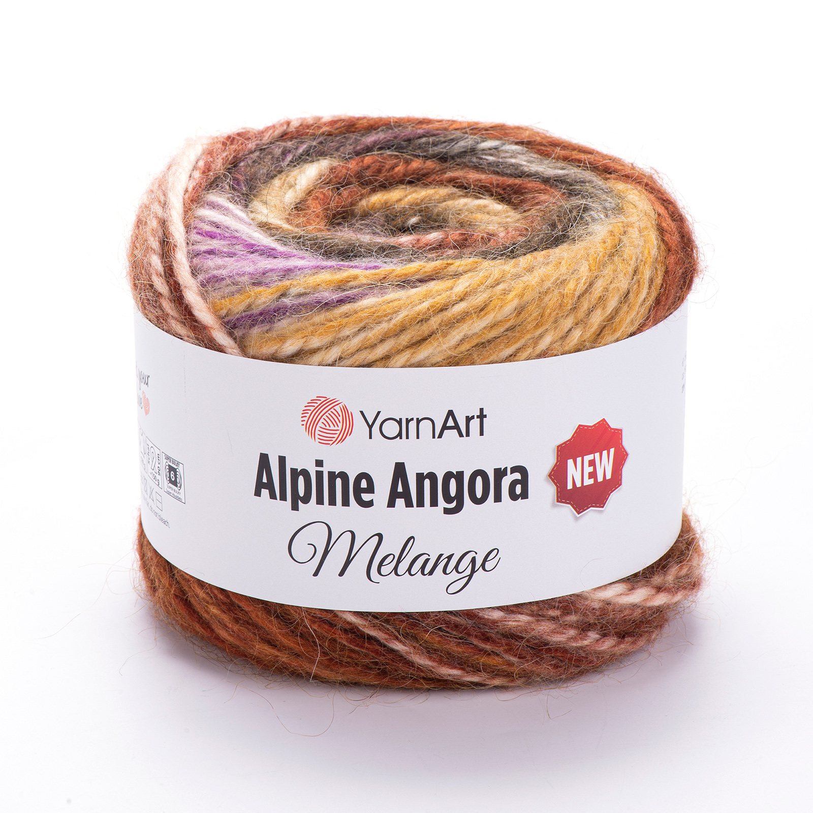 yarnart alpine angora melange - ochre/brown/purple (6410) - 150gr (150mt) | 1pc