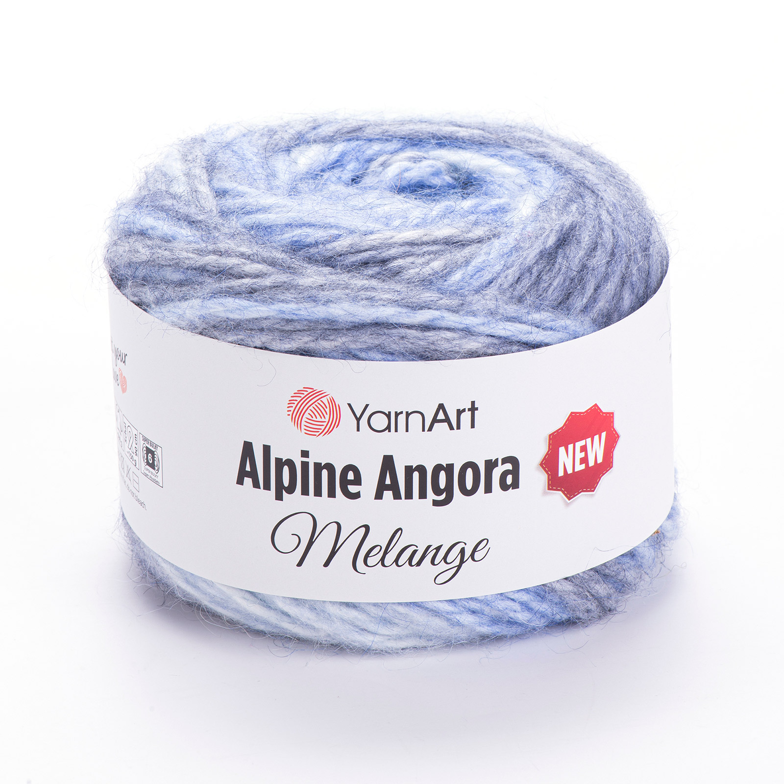 yarnart alpine angora melange - bianco/celeste/violetto (6401) - 150gr (150mt) | 1pc