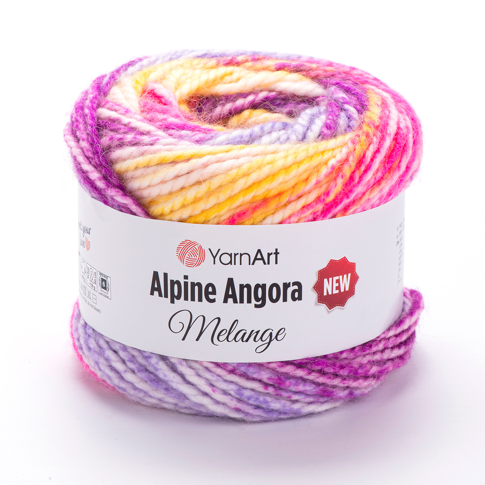 yarnart alpine angora melange - violett/rosa/gelb (6414) - 150gr (150mt) | 1st