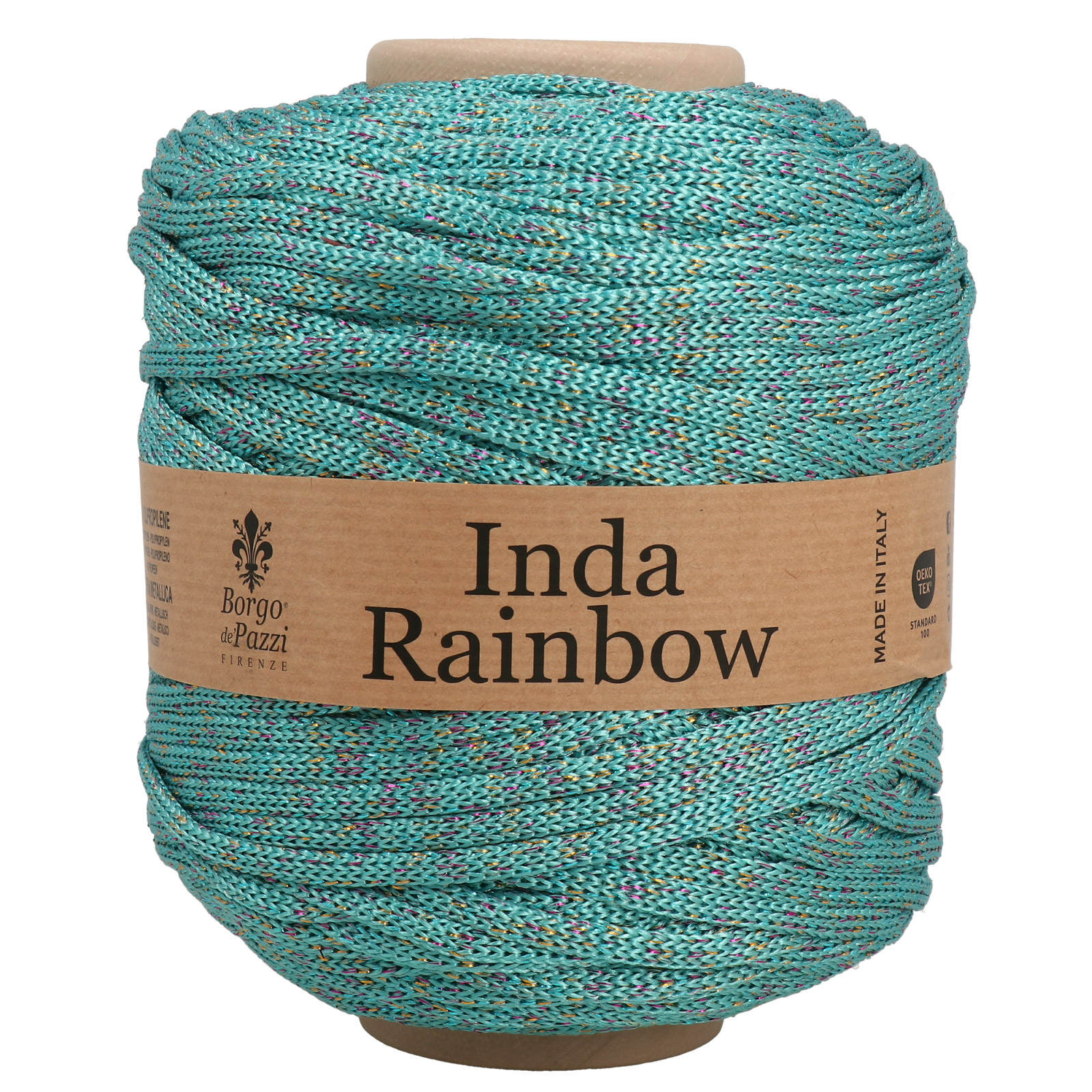borgo de' pazzi inda rainbow - turquoise/multicolor (38) - 535gr (165mt) | 1pc