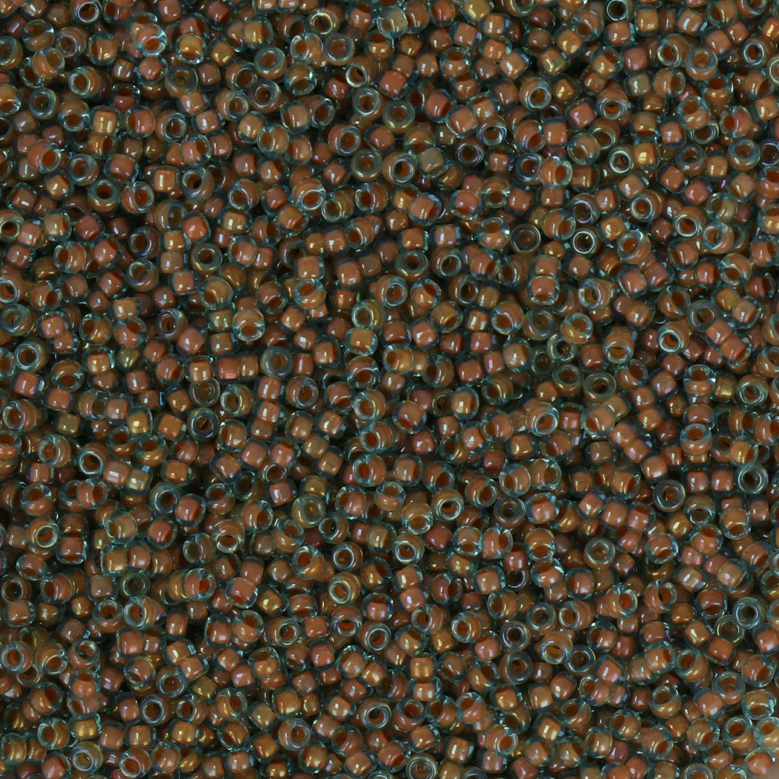 miyuki rocailles 11/0 - color-lined peach/aqua luster (351) | 10gr