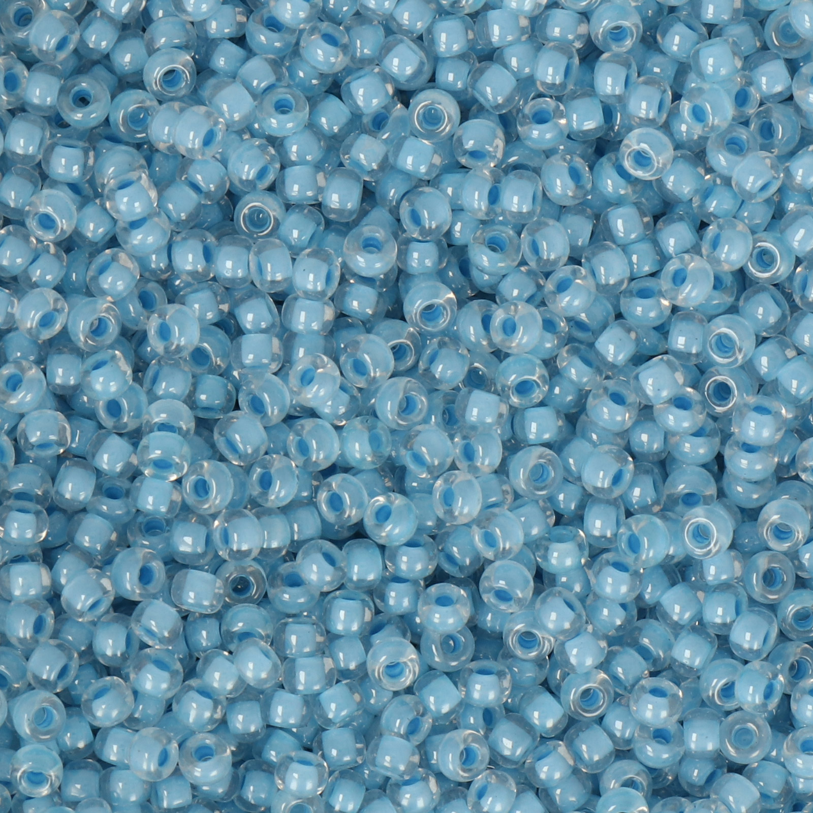 miyuki rocailles 8/0 - color-lined sky blue/crystal (221) | 10gr