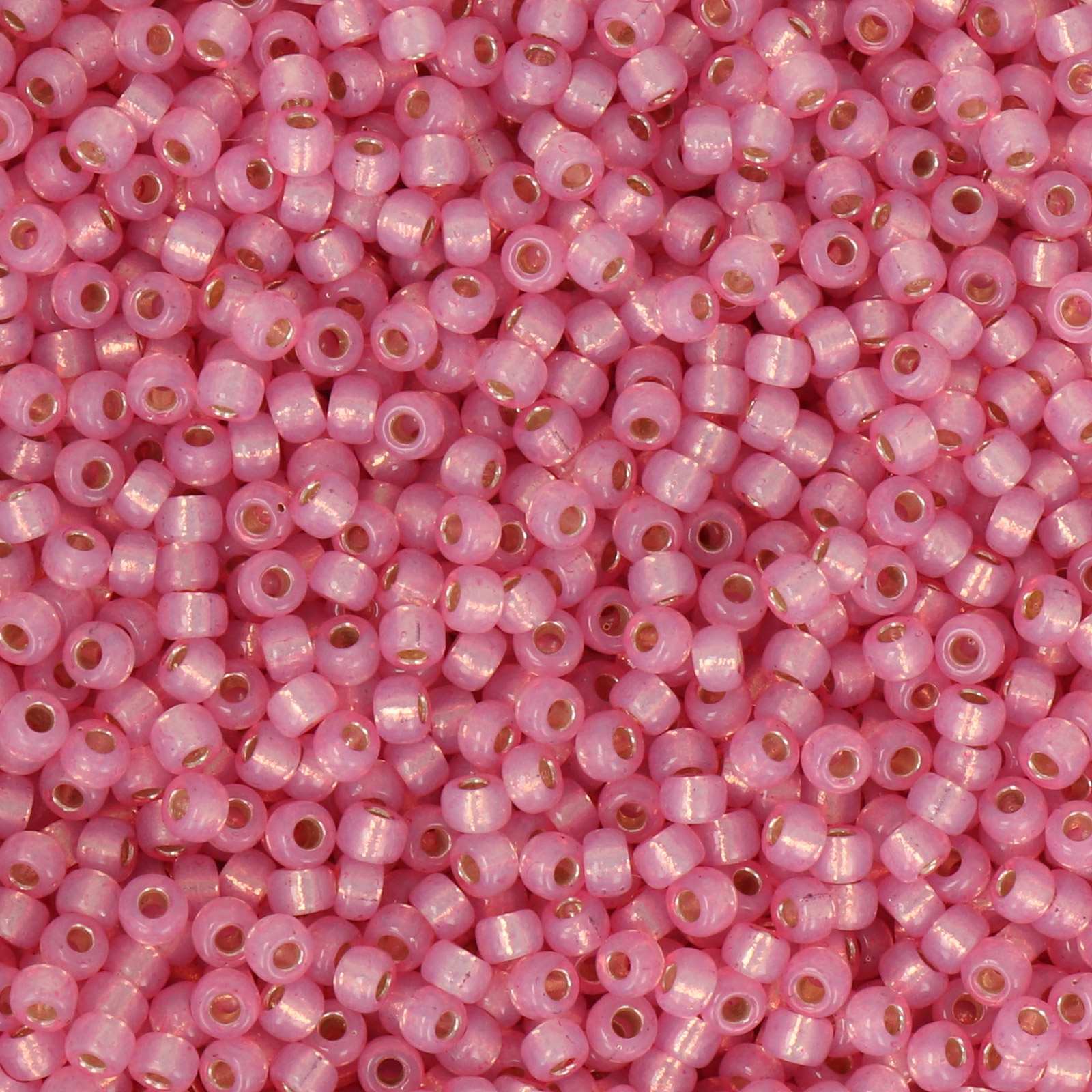 miyuki rocailles 8/0 - dyed pink silver-lined alabaster (555) | 10gr