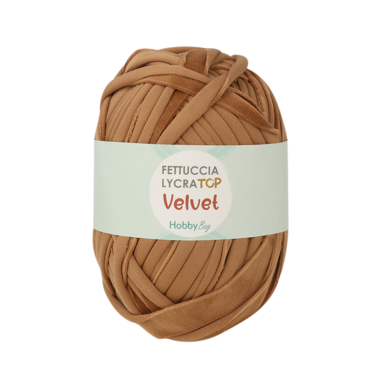 hobbybag t-shirt yarn fettuccia lycra top velvet - kamel (48) - 300gr (60mt) | 1st