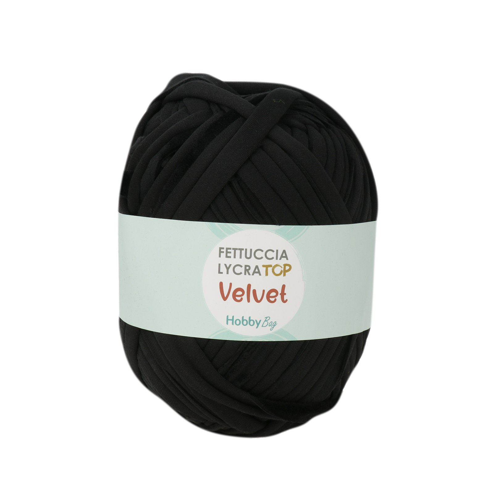 hobbybag t-shirt yarn fettuccia lycra top velvet - schwarz (65) - 300gr (60mt) | 1st