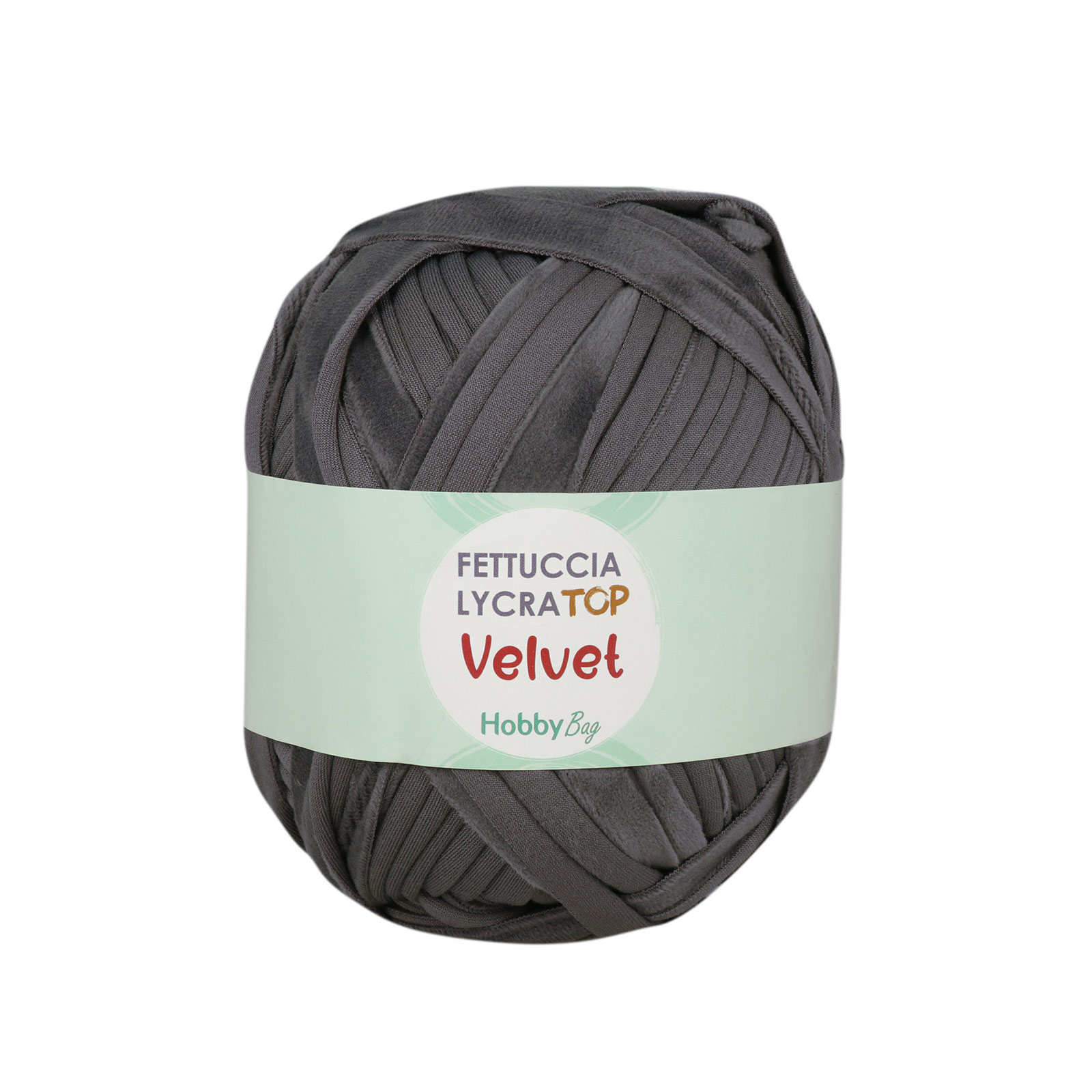 hobbybag t-shirt yarn fettuccia lycra top velvet - grey (58) - 300gr (60mt) | 1pc