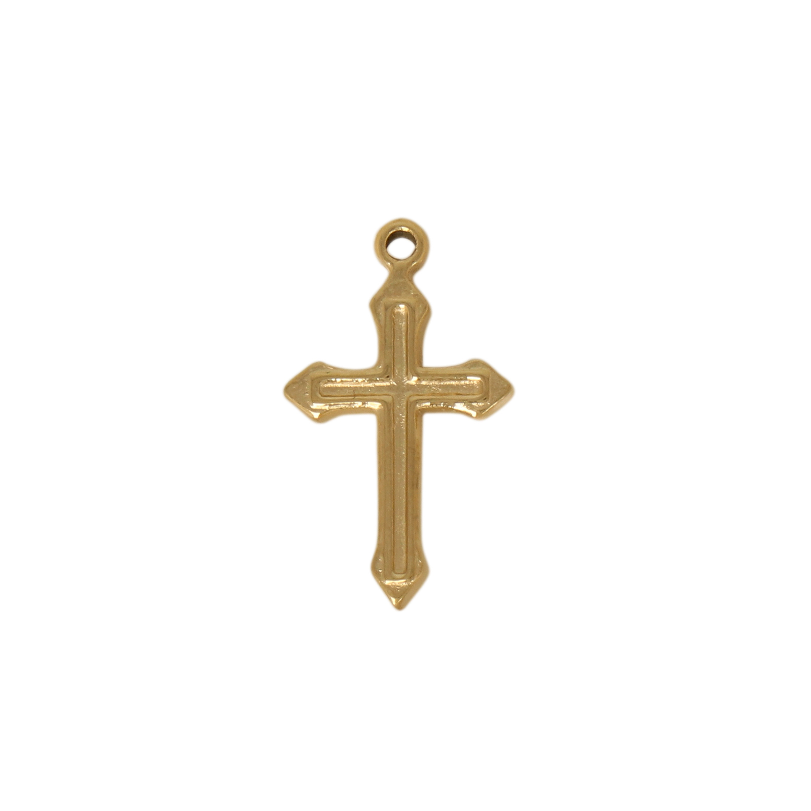 gold plated stainless stell cross charm 16x11mm | 1pc