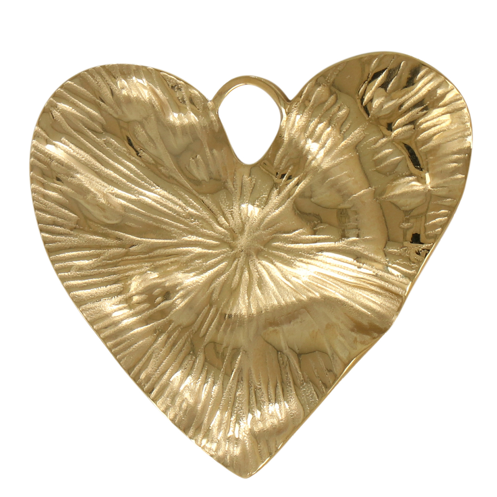 gold plated stainless corrugated heart pendant 35mm | 1pc