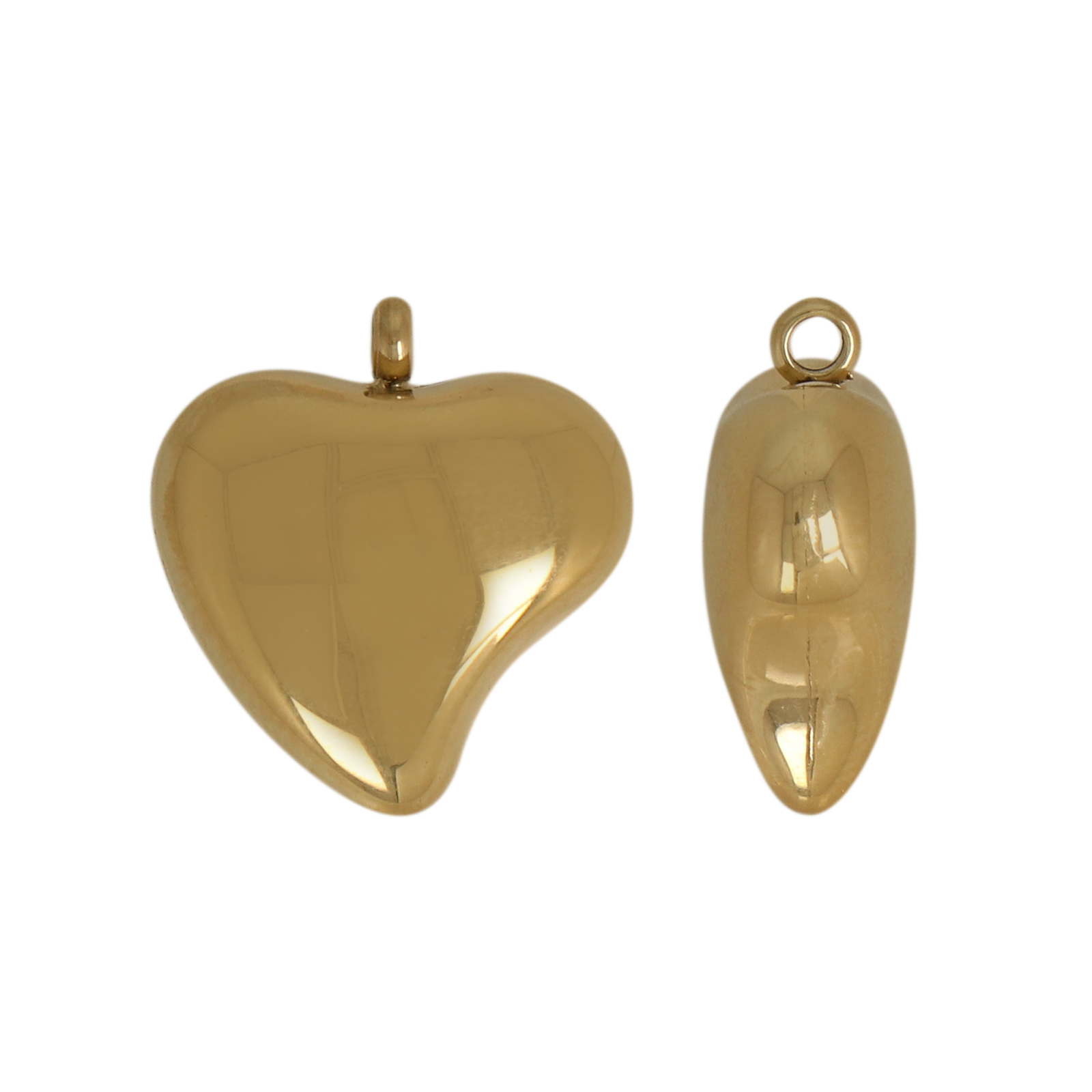 gold plated stainless heart pendant 16x14mm | 1pc