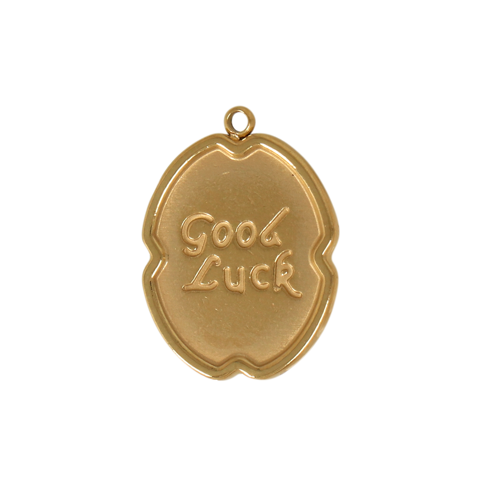 gold plated stainless good luck pendant 18x15mm | 1pc