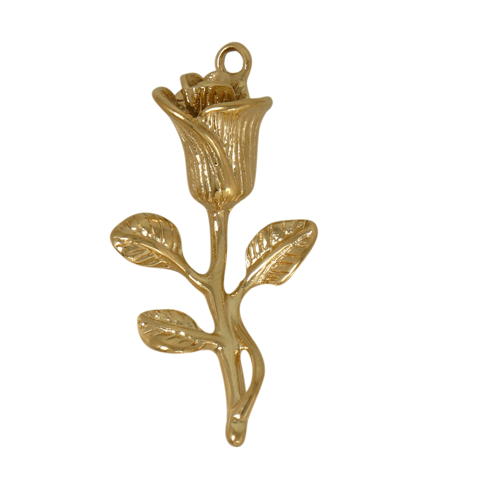 gold plated stainless rose pendant 30x16mm | 1pc