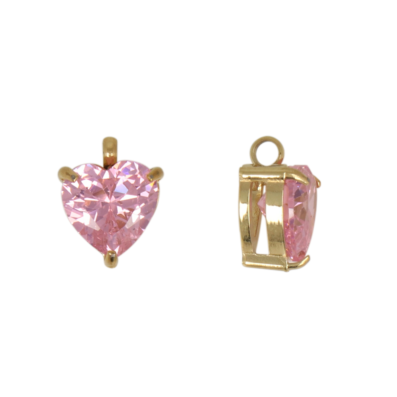 anhänger herz mit zirconia rosa vergoldet edelsthal 8mm | 1st