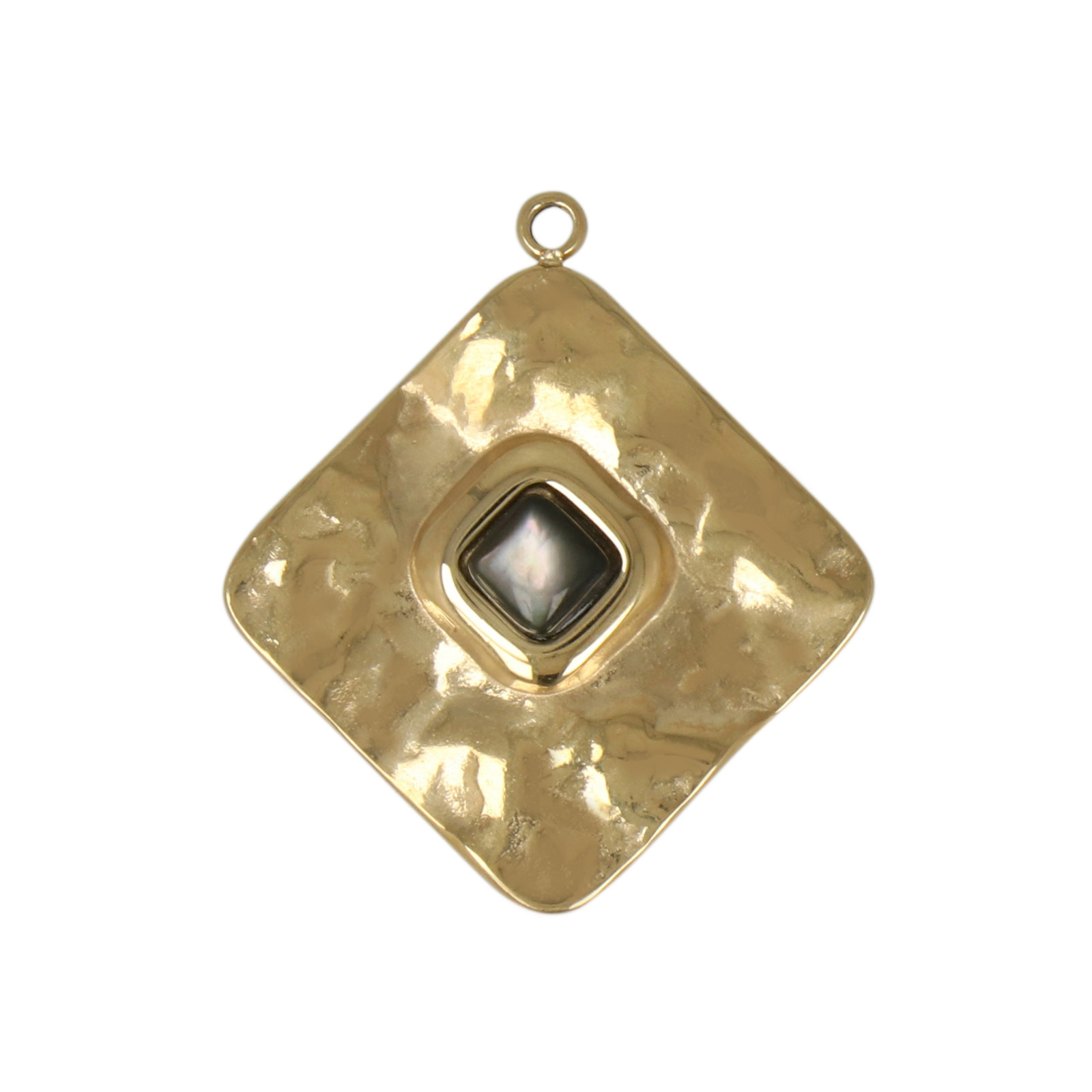 anhänger rhombus mit thaiti perlmutt vergoldet edelsthal 22mm | 1st