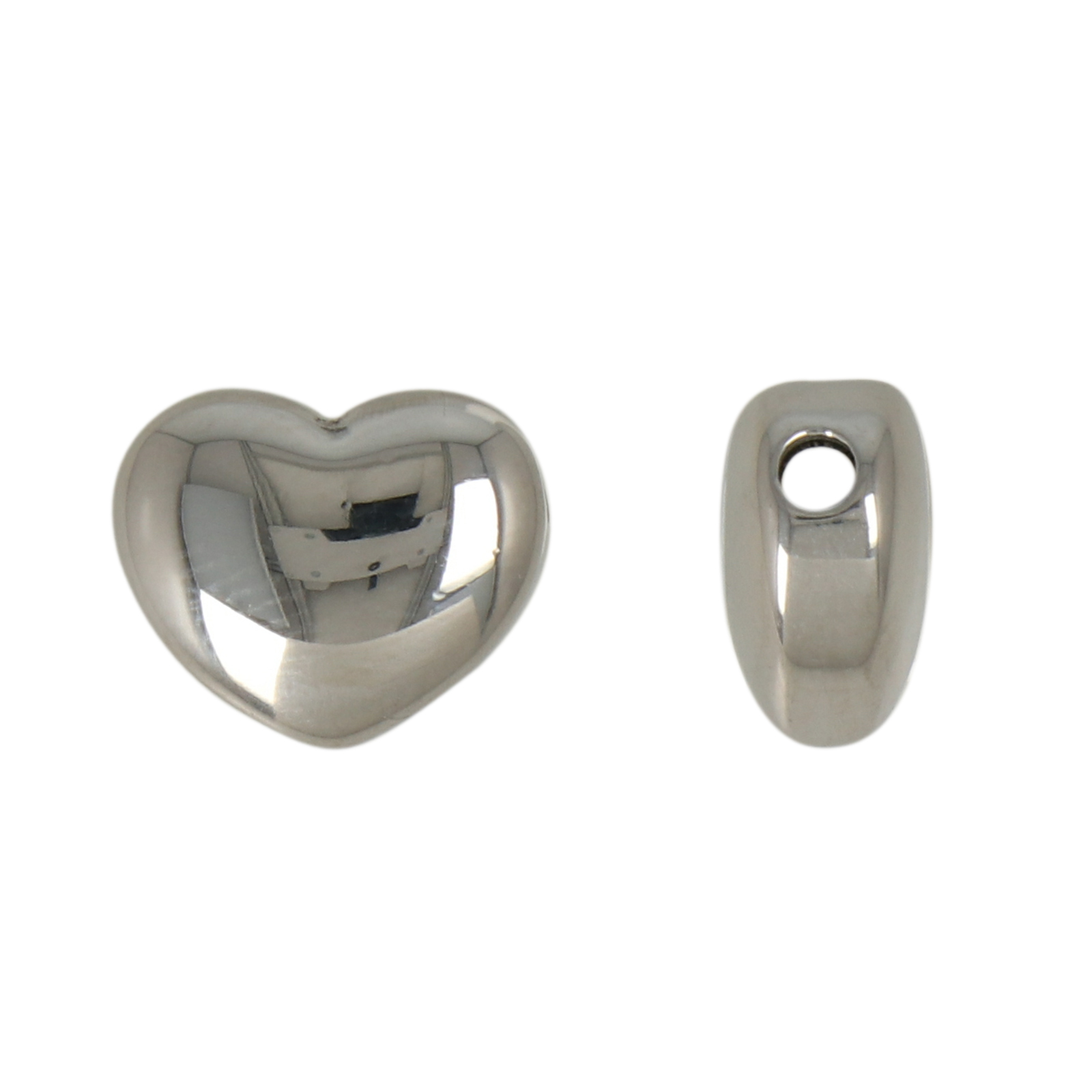 stainless steel heart bead 13x11mm - hole 2mm | 1pc