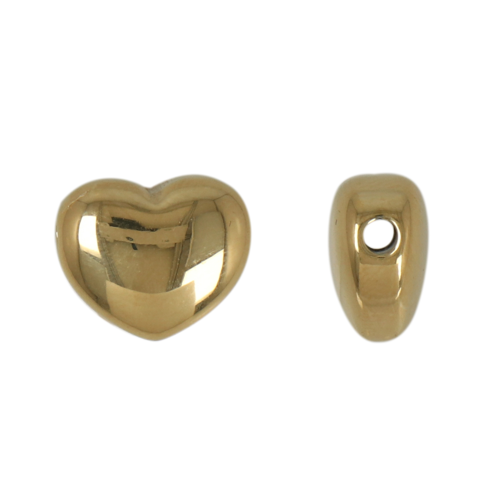 gold plated stainless steel heart bead 13x11mm - hole 2mm | 1pc